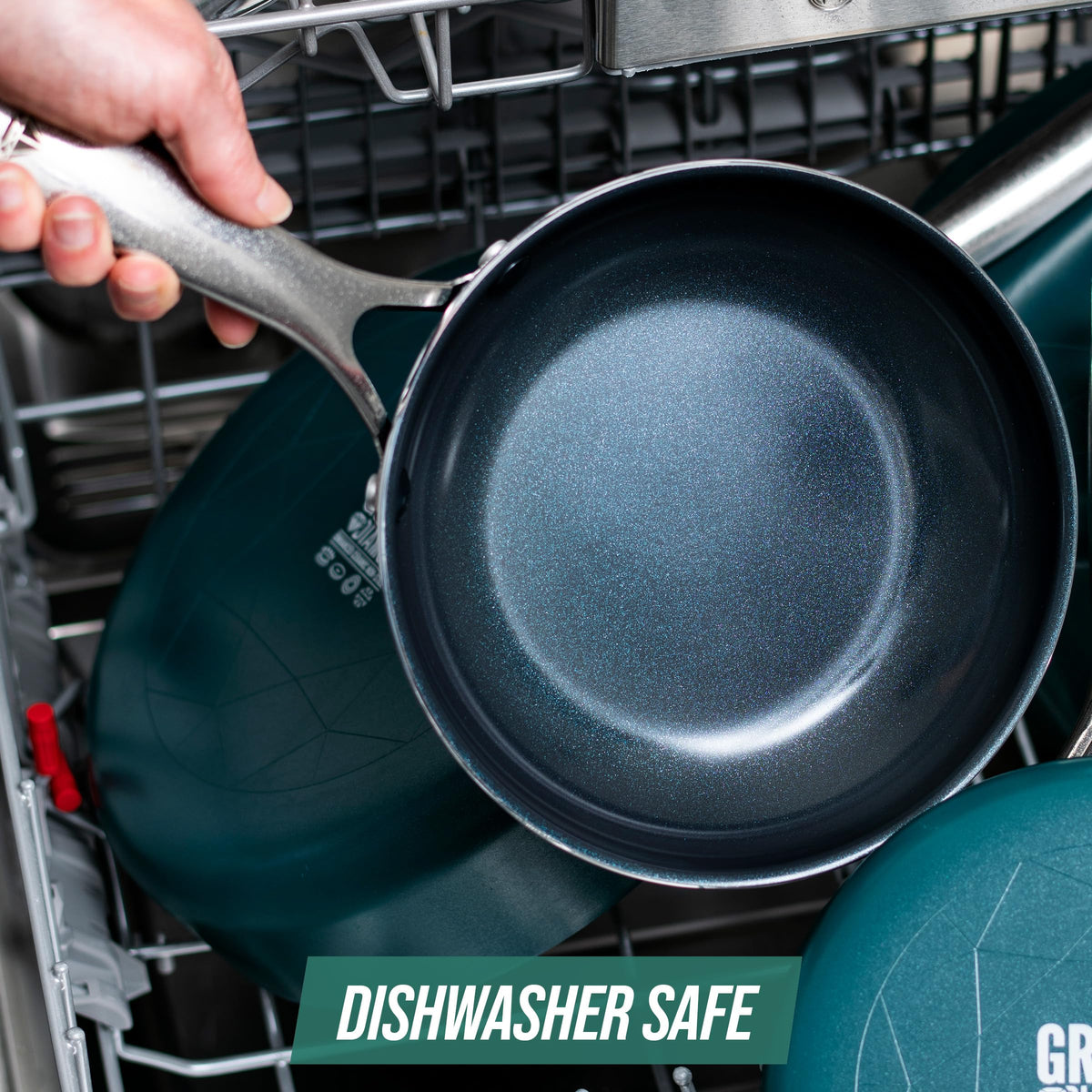 Blue Diamond Cookware Diamond Infused Ceramic Nonstick, 12" Frying Pan Skillet, PFAS-Free, Dishwasher Safe, Oven Safe, Green