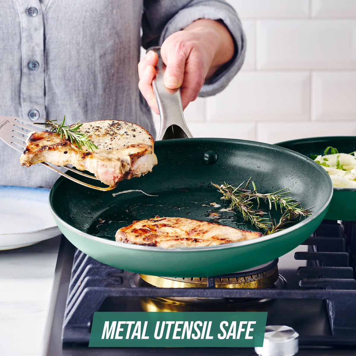 Blue Diamond Cookware Diamond Infused Ceramic Nonstick, 12" Frying Pan Skillet, PFAS-Free, Dishwasher Safe, Oven Safe, Green