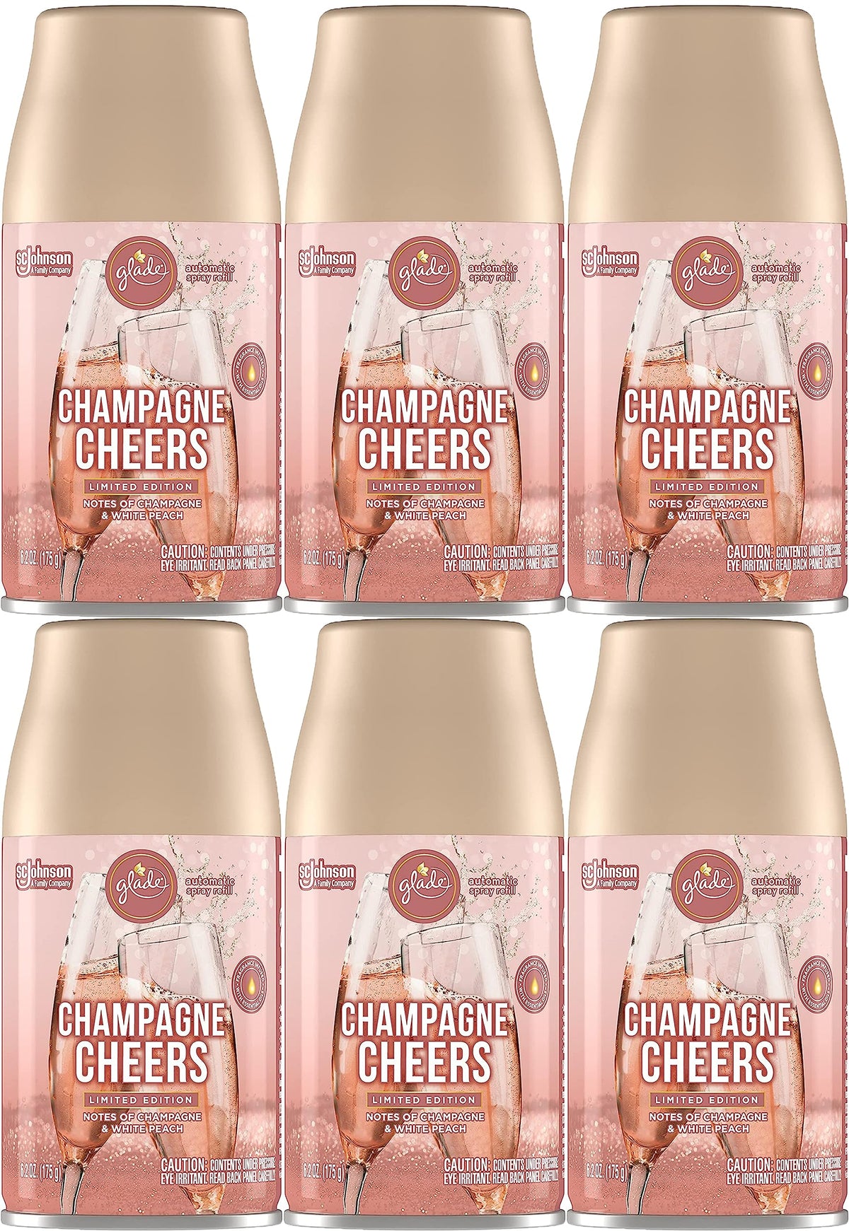 Glade Automatic Spray, Refill, Champagne Cheers, Large, 6.2 Oz (6 Pack) White 1