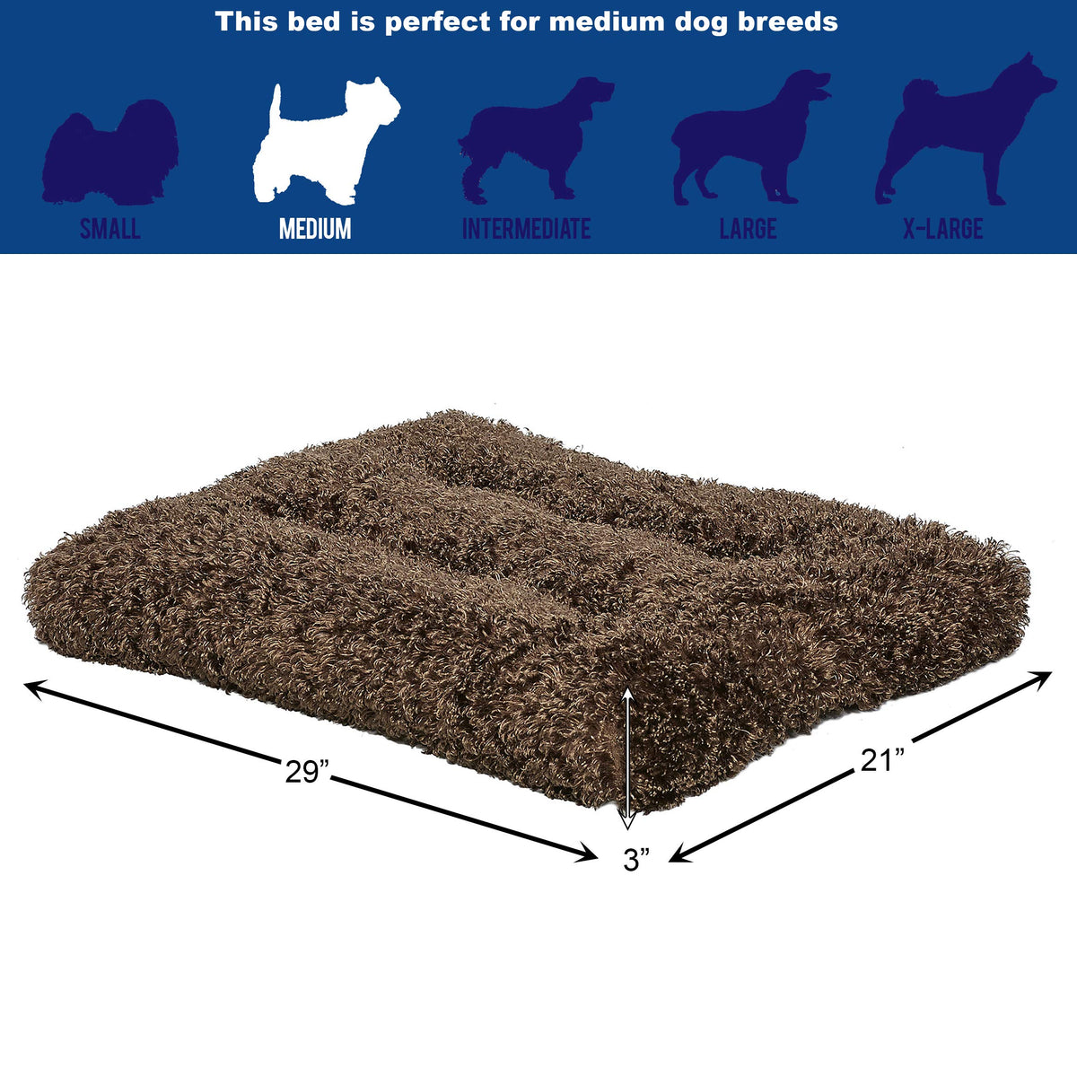 MidWest Homes for Pets Medium QuietTime Deluxe Coco Chic Pet Bed, Ultra-Soft & Overstuffed, Machine Washable, Fits 30-inch Crate