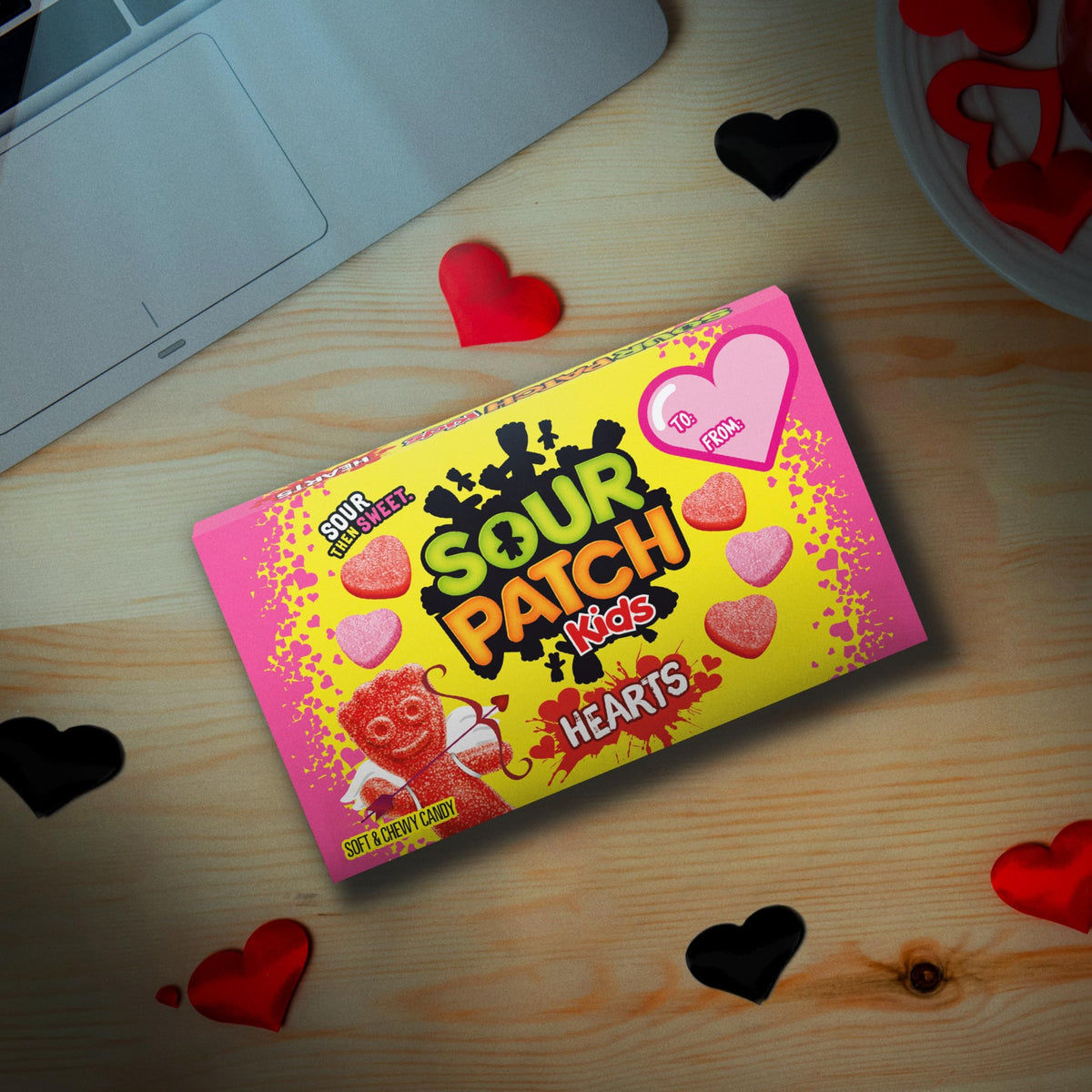 SOUR PATCH KIDS Soft & Chewy Valentines Day Candy Hearts, Bulk Candy, 12 - 3.1 oz Boxes