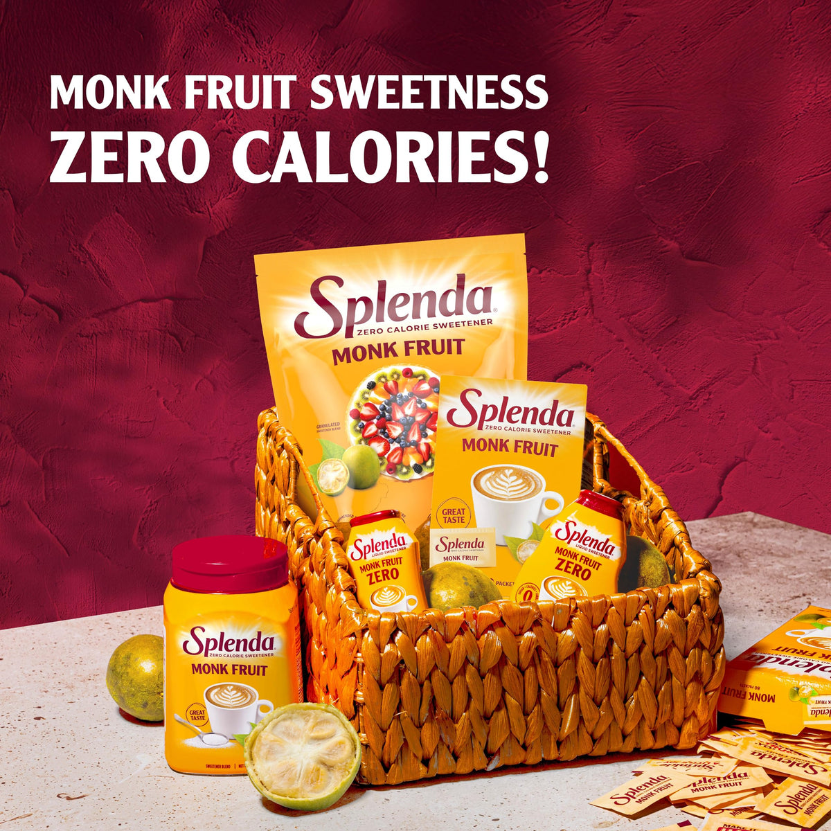 SPLENDA Monk Fruit Liquid Zero Calorie Sweetener Drops, 1.68 Fl Oz