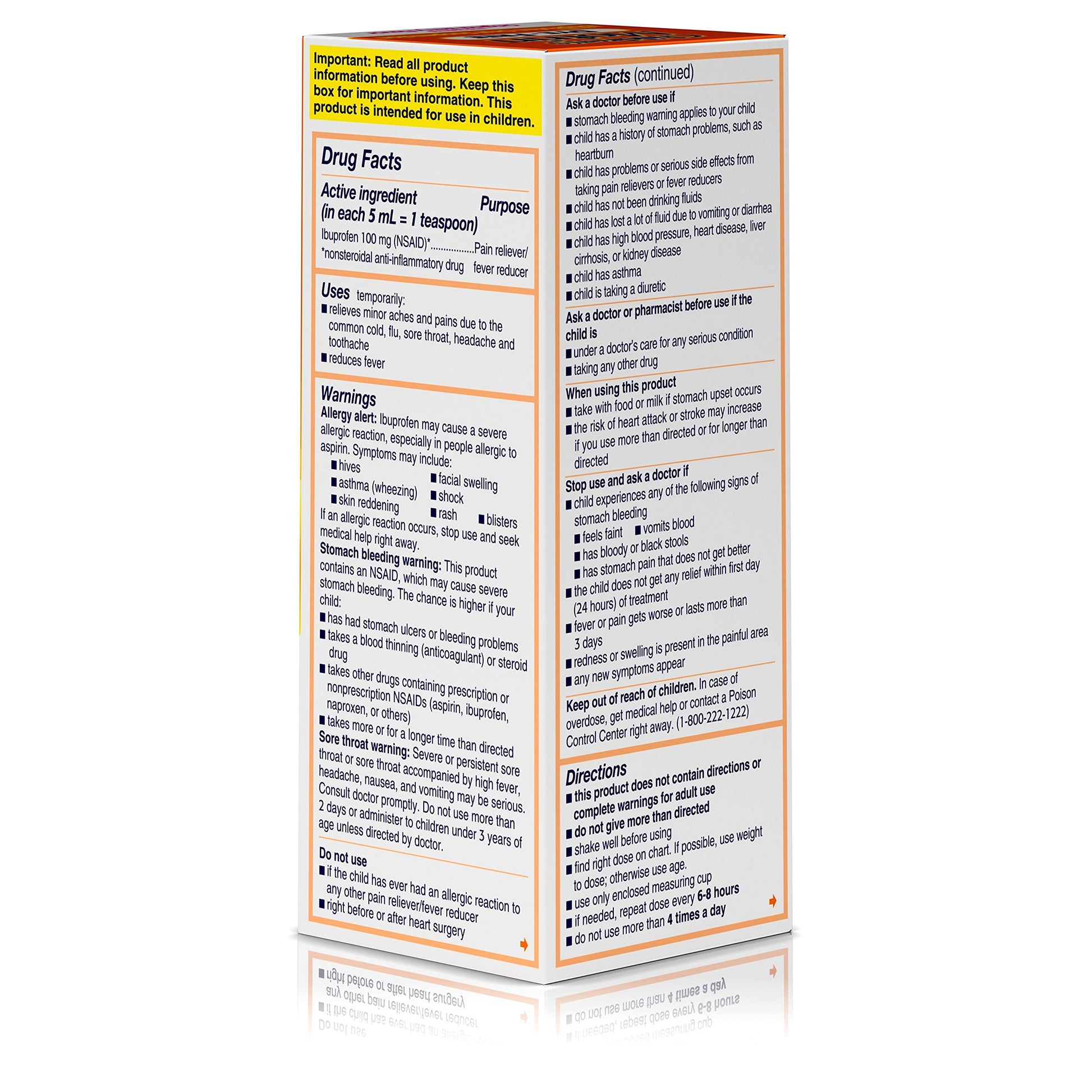 Motrin Children's Oral Suspension Dye-Free, Ibuprofen, Fever Reducer, Berry, 4 Fl.Oz