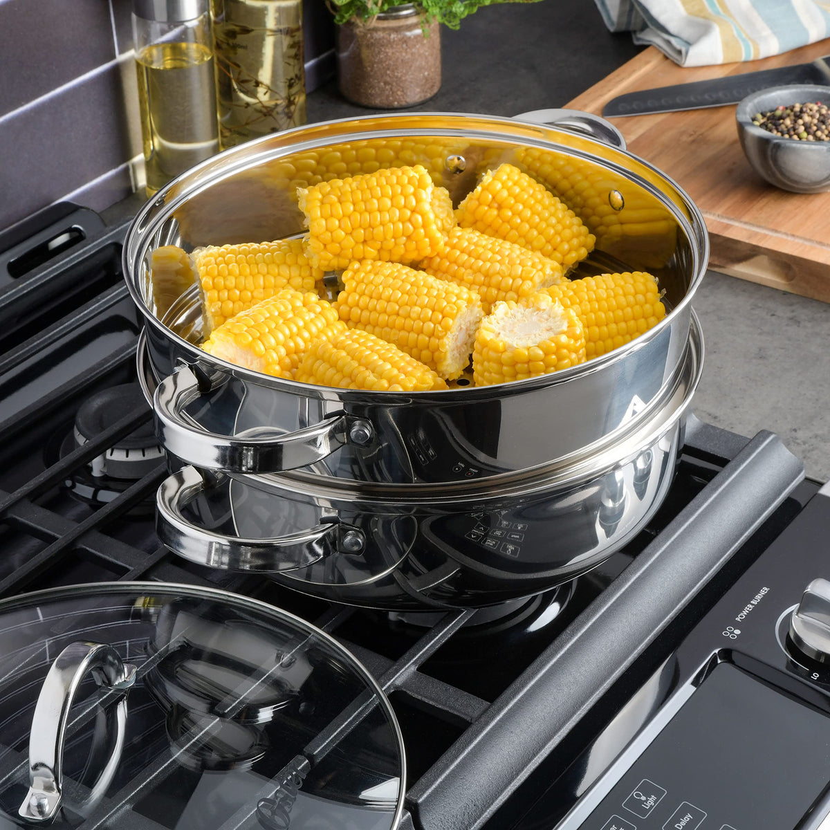 Oster Sangerfield Stainless Steel Cookware 11-Inch Everyday Pan w/Steamer and Lid