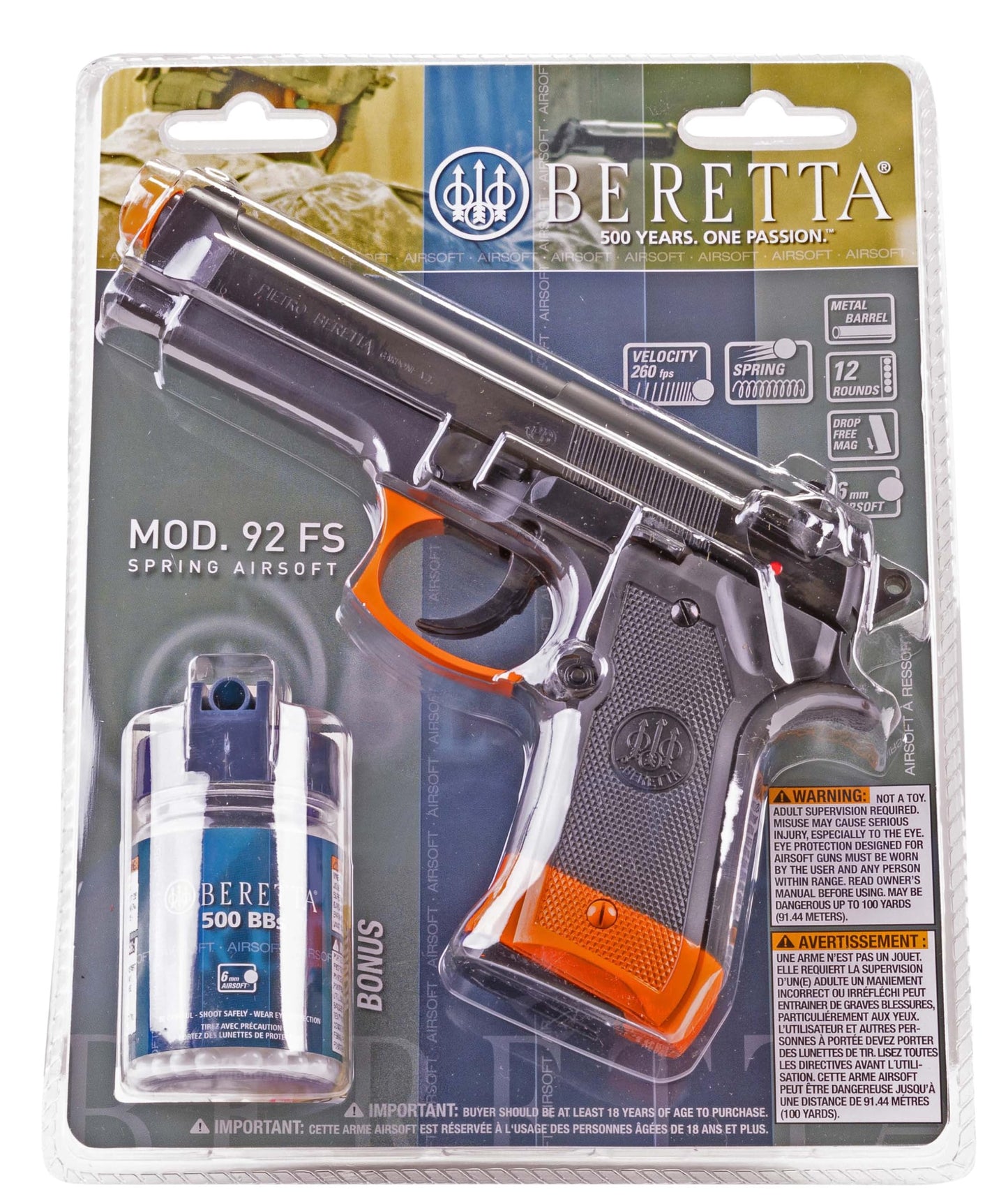 Umarex Beretta 92 FS 6mm BB Pistol Airsoft Gun, Spring (SB199 Compliant)