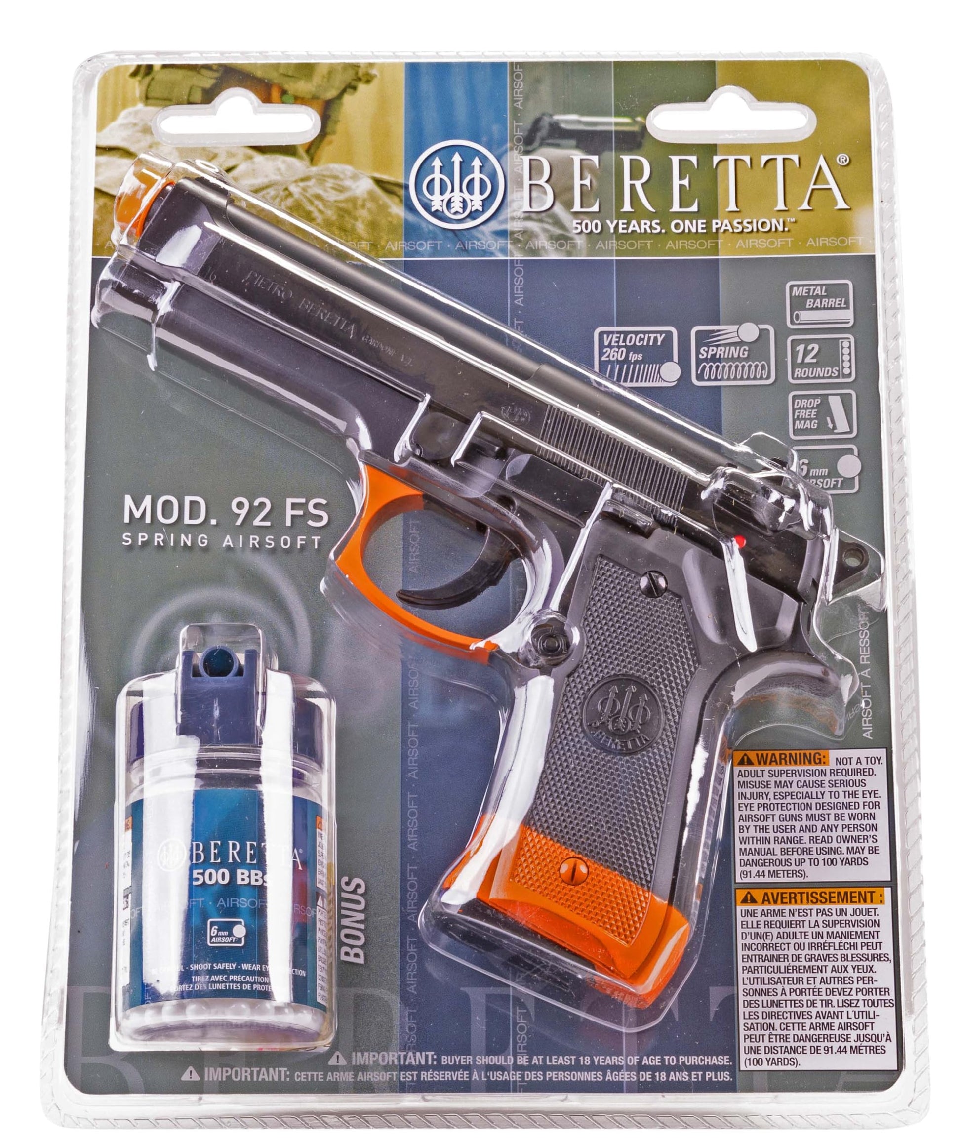 Umarex Beretta 92 FS 6mm BB Pistol Airsoft Gun, Spring (SB199 Compliant)