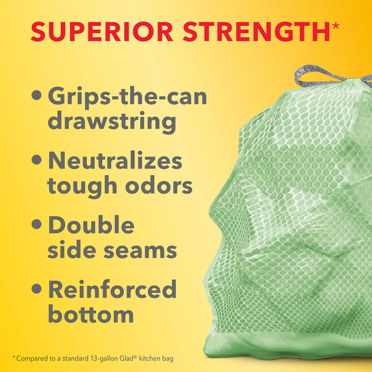 Glad ForceFlex MaxStrength Tall Kitchen Drawstring Trash Bags, 13 Gallon, Sweet Citron Lime with Febreze Freshness, 34 Count, Package May Vary