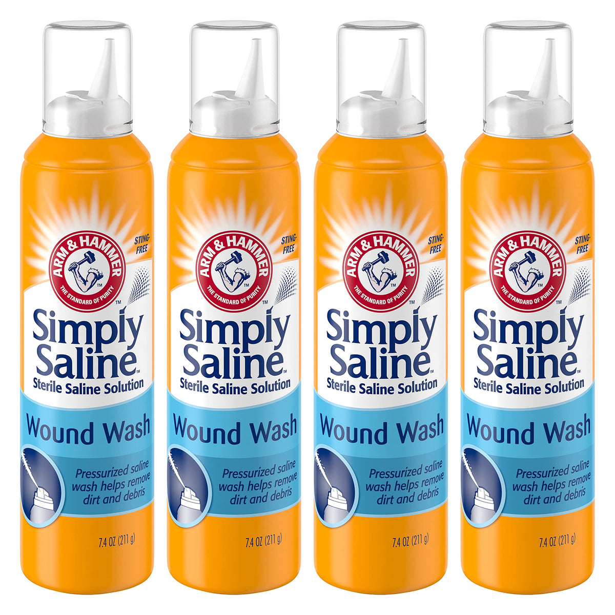 Arm & Hammer Simply Saline Wound Wash 7.4 Ounce - 4 Pack