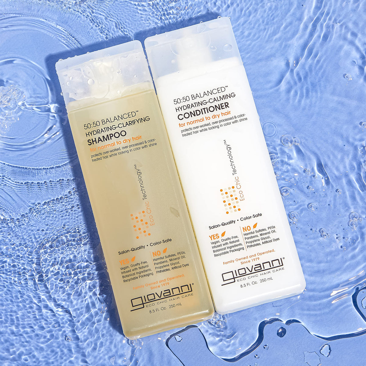 GIOVANNI ECO CHIC 50:50 Balanced Hydrating Calming Conditioner - Leaves Hair pH Balanced, Ideal for Over-Processed, Environmentally Stressed Hair, No Parabens, Color Safe, Sulfate Free - 24 oz