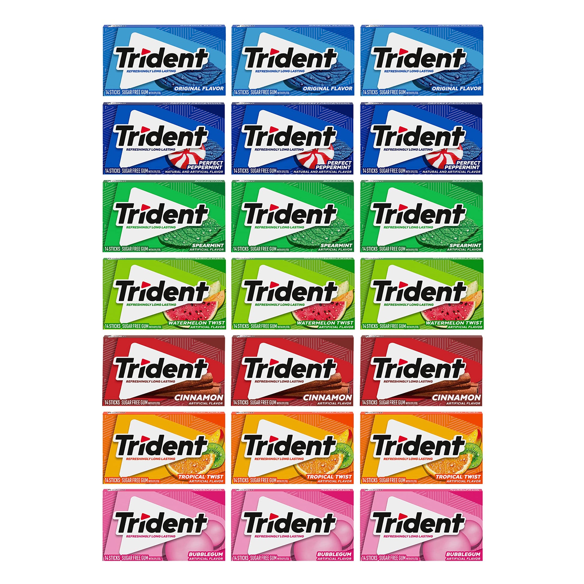 Trident Sugar-Free Chewing Gum Variety Pack Candy, Assorted Flavors, 21 Packs of 14 Pieces (294 Total Pieces)