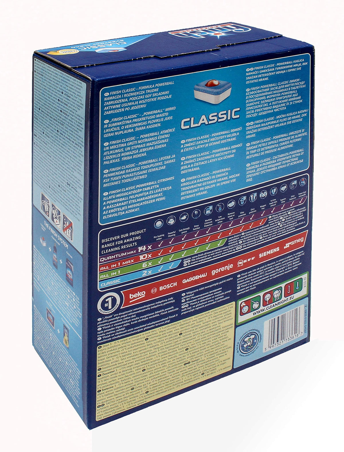 Finish Powerball Classic Dishwasher Tablets 100-Pack for Powerful Clean