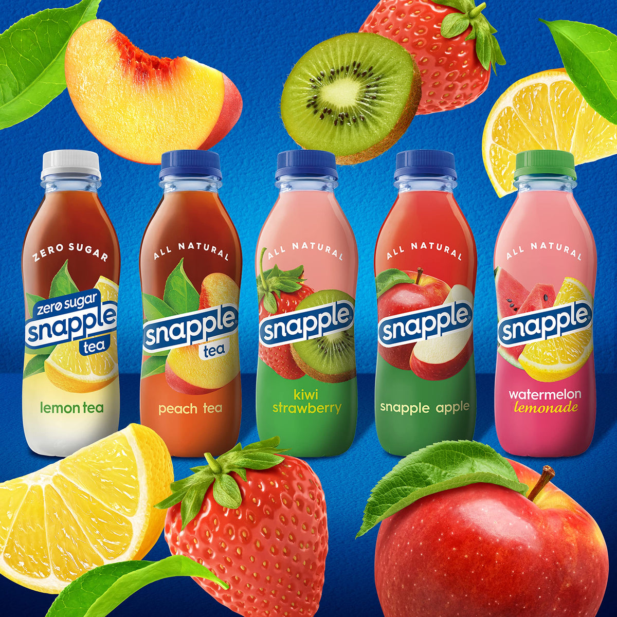 Snapple Peach Tea, 16 fl oz recycled plastic bottle, Pack of 12