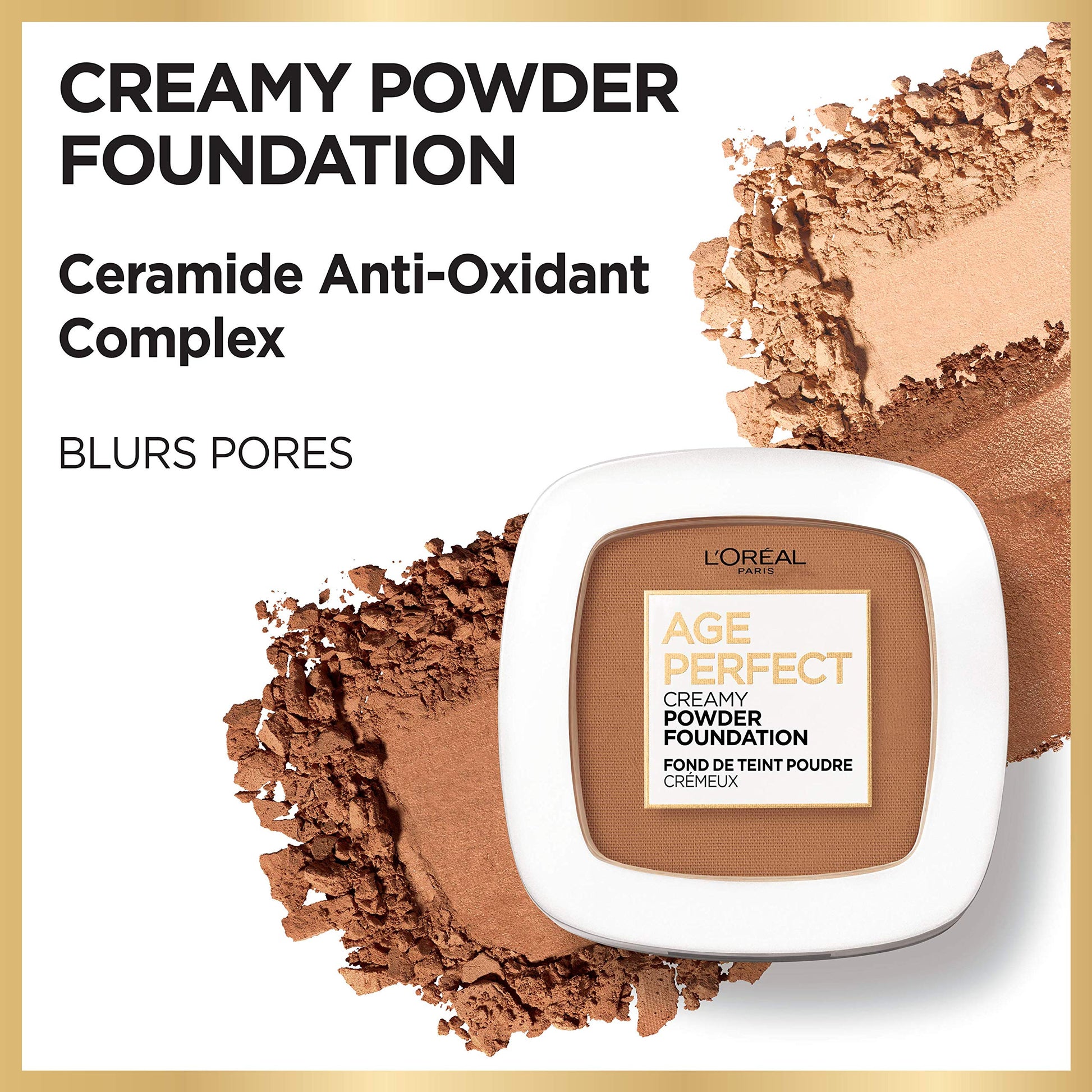 Lâ€™OrÃ©al Paris Age Perfect Creamy Powder Foundation Compact, 360 Sienna, 0.31 Ounce