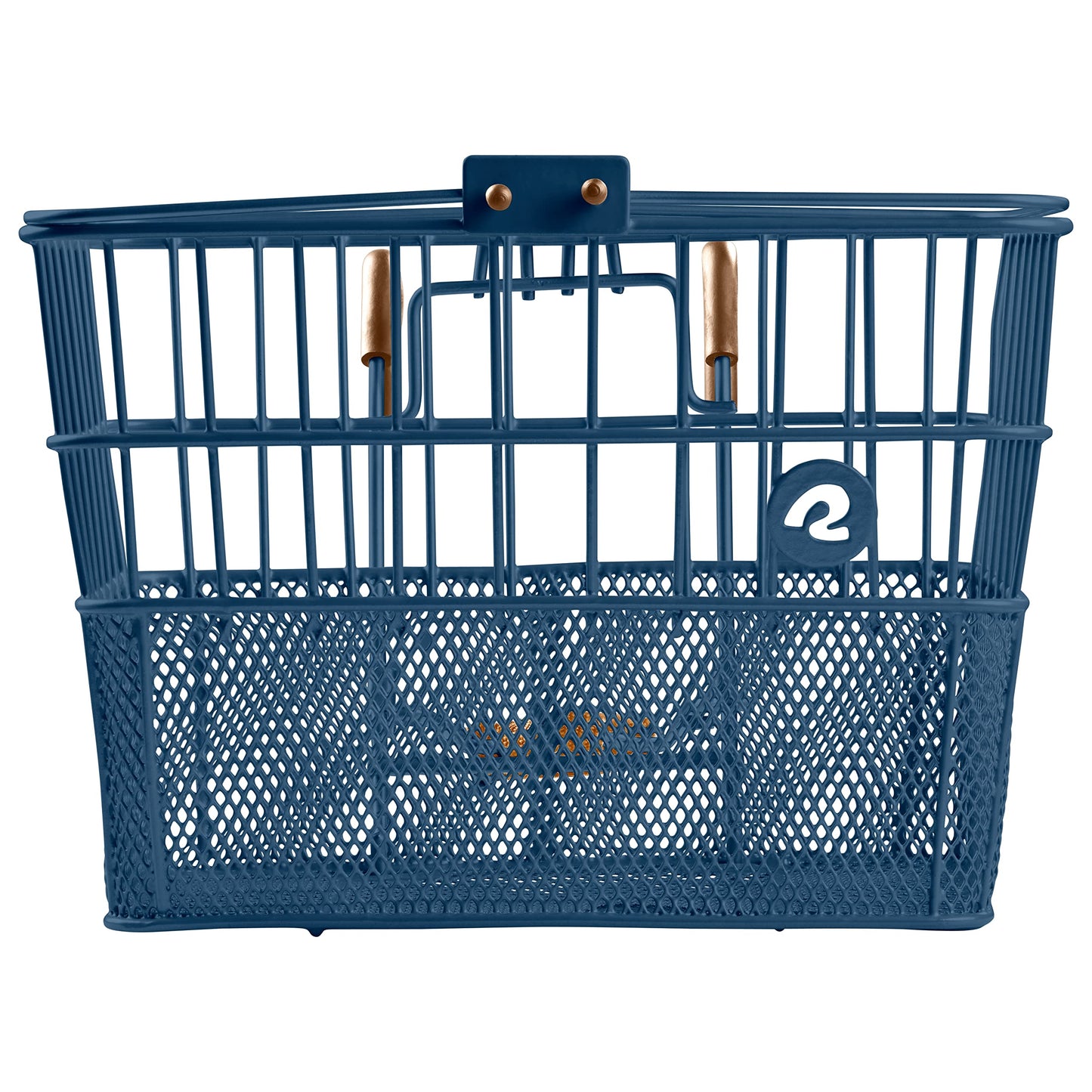 Retrospec Apollo Detachable Front Bike Basket Steel Half-Mesh with Integrated Detachable Hooks and Built-in Handle, Easy Assembly and Portability for Bicycles, Navy