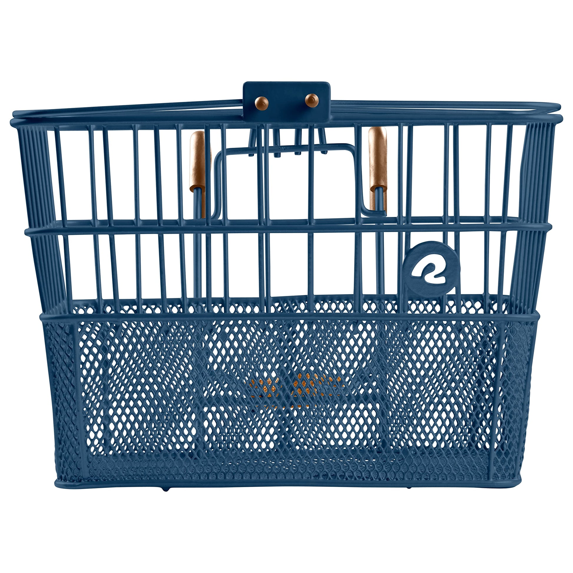 Retrospec Apollo Detachable Front Bike Basket Steel Half-Mesh with Integrated Detachable Hooks and Built-in Handle, Easy Assembly and Portability for Bicycles, Navy