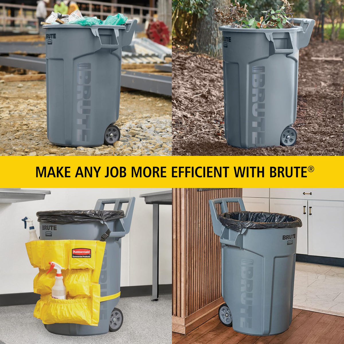 Rubbermaid Commercial Products Vented Wheeled BRUTE Trash Container, 44 Gal Gray, for Landscapers/Construction Sites/Restaurants/Back of House/Offices/Warehouses/Commercial Environments