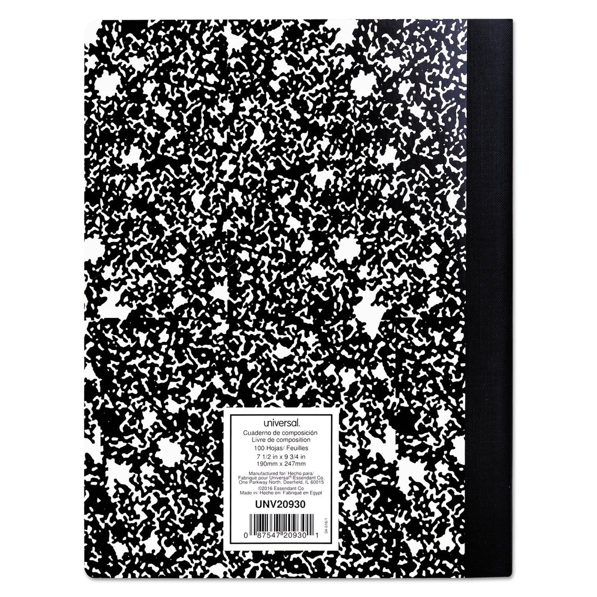 Universal 20930 Composition Book, Wide Rule, 9 3/4 x 7 1/2, White, 100 Sheets