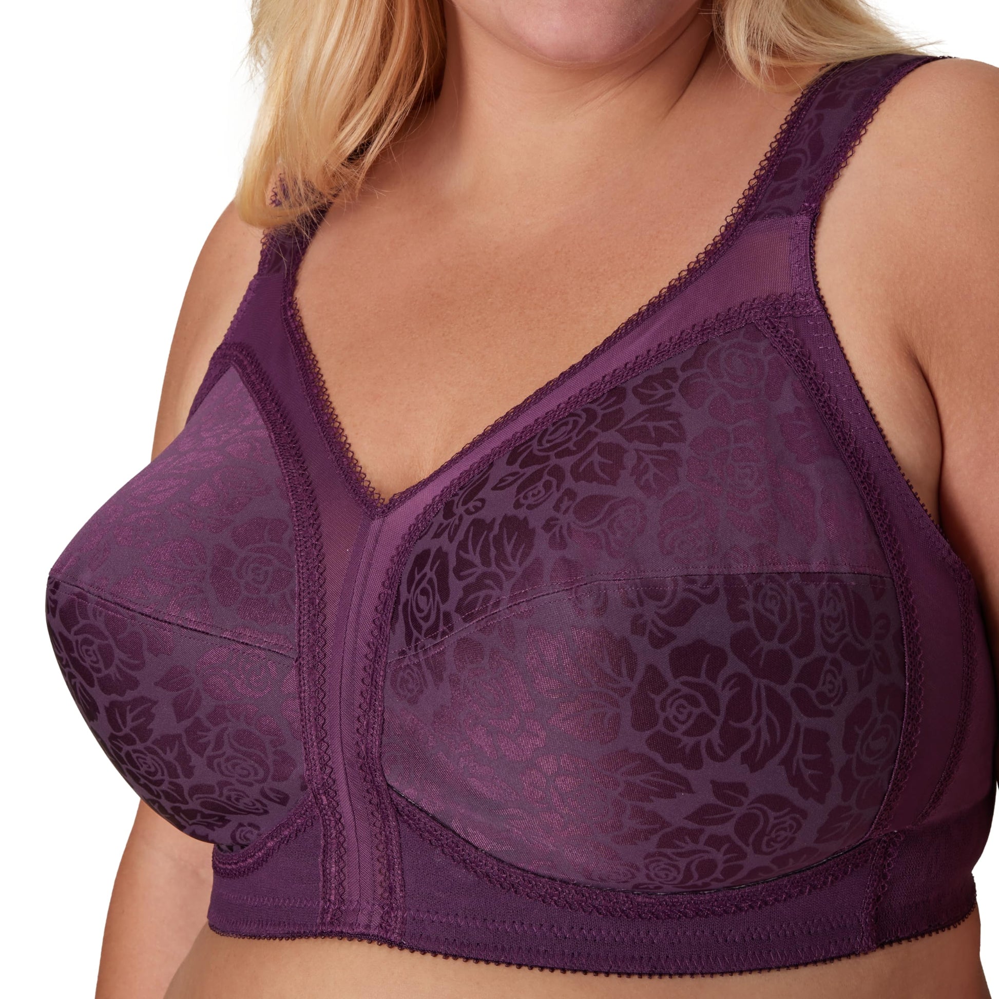 Playtex Women's 18 Hour Comfort-Strap Wireless, Full-Coverage 4-Way Trusupport, Single Or 2-Pack Bra, Plum Majestic, 42D