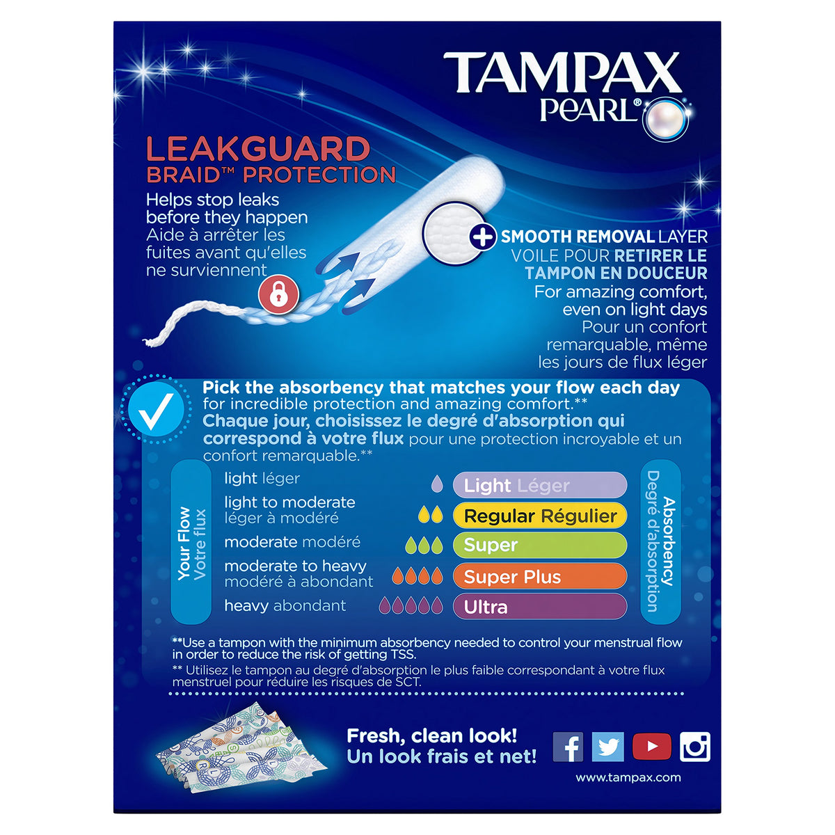 Tampax Pearl Tampons with Plastic Applicator, Super Plus Absorbency, Fresh Scent, 18 Count
