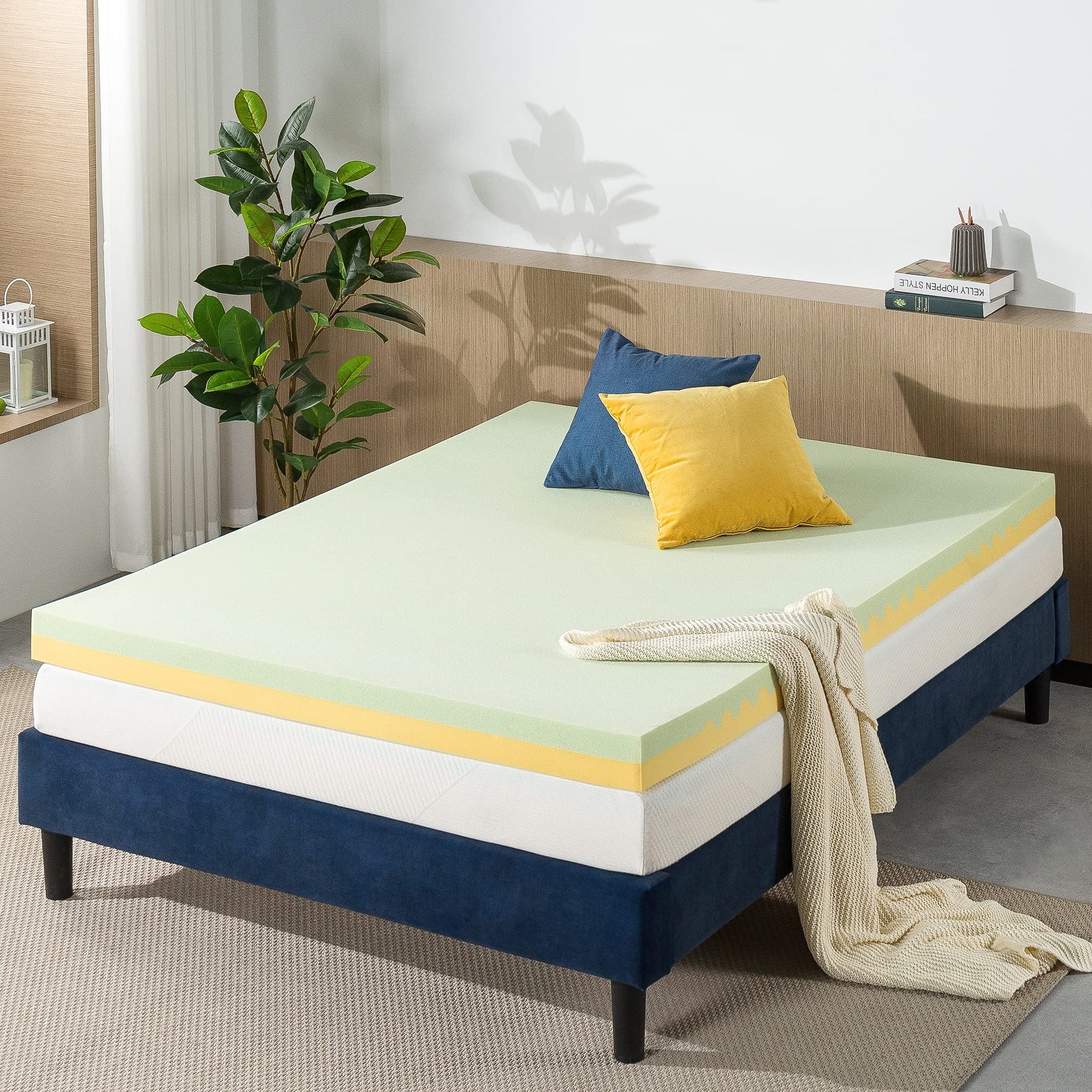 ZINUS 4 Inch Green Tea TorsoTec Memory Foam Mattress Topper, Pressure-Relieving, Lumbar Support, CertiPUR-US Certified, Queen