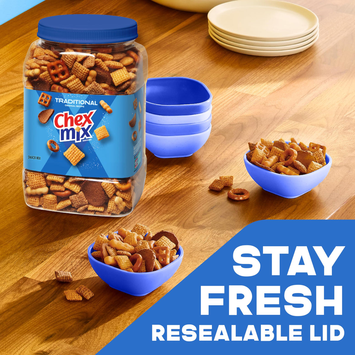 Chex Mix Traditional Original Recipe Snack Mix, Snacks, Tub, 20 oz