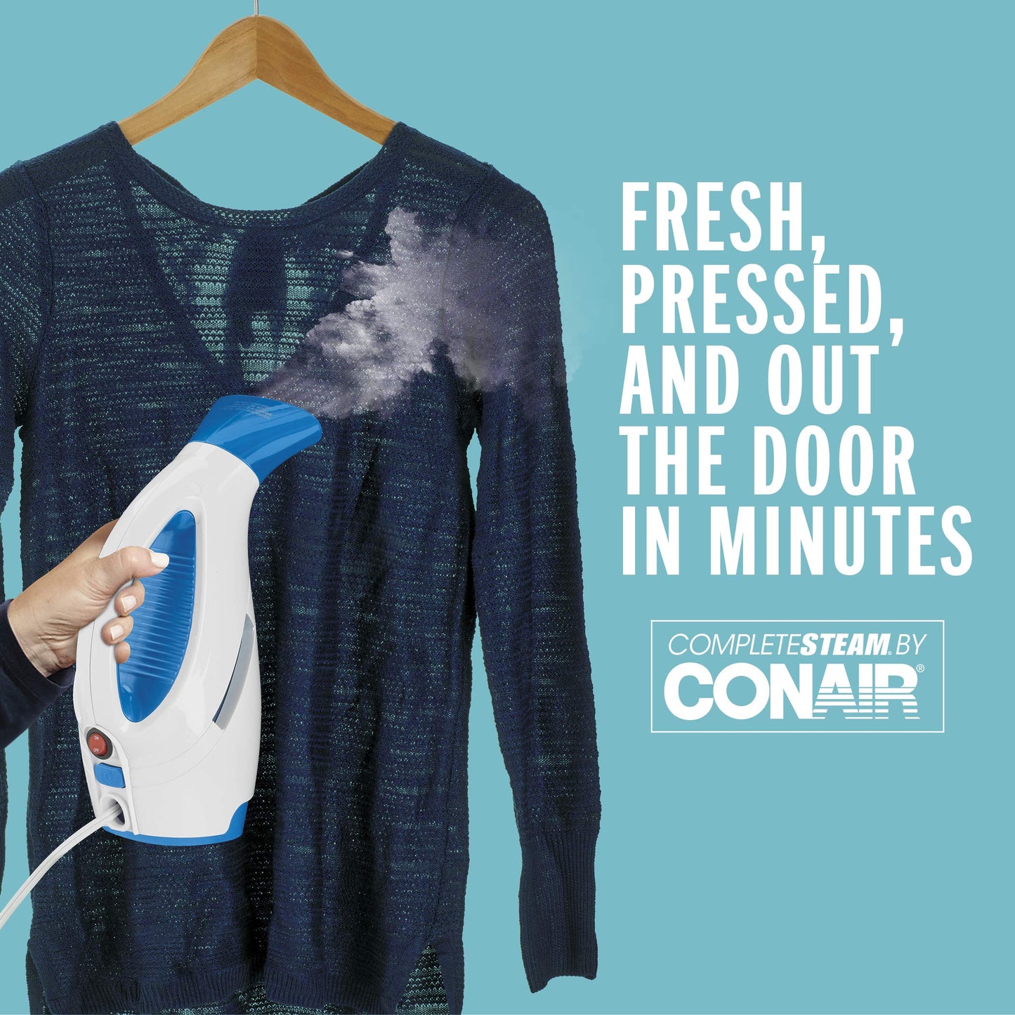 Conair CompleteSteam 1100 Watt Handheld Fabric Steamer with CordReel, White