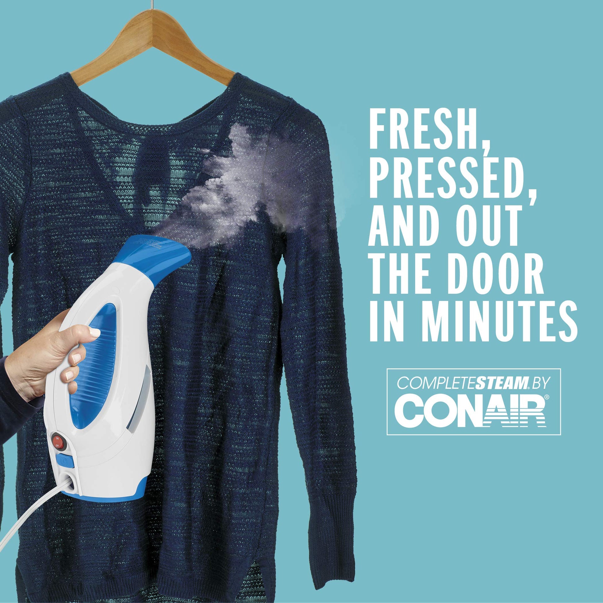 Conair CompleteSteam 1100 Watt Handheld Fabric Steamer with CordReel, White