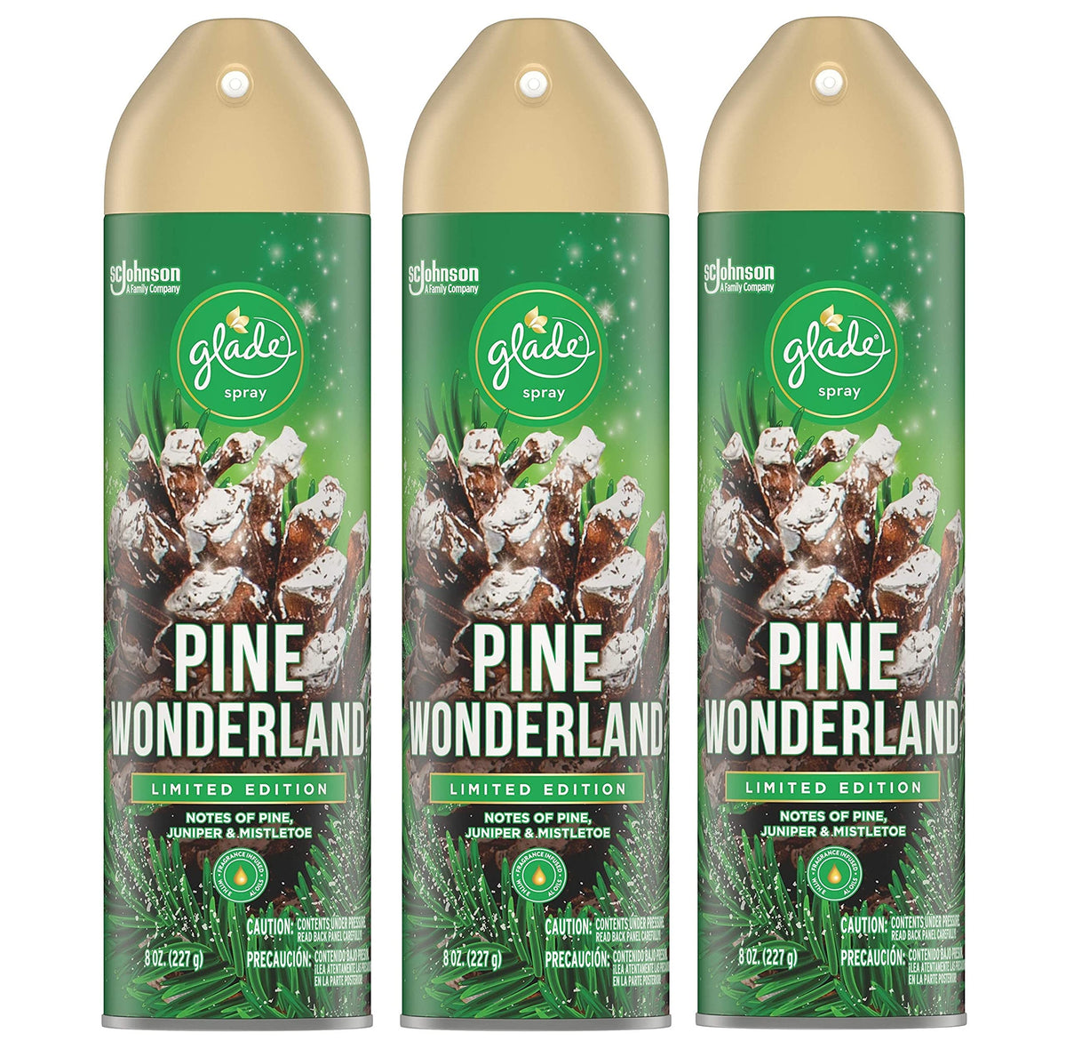 Glade Air Freshener Spray - Pine Wonderland - Holiday Collection 2020 - Net Wt. 8 OZ Per Can - Pack of 3 Cans3