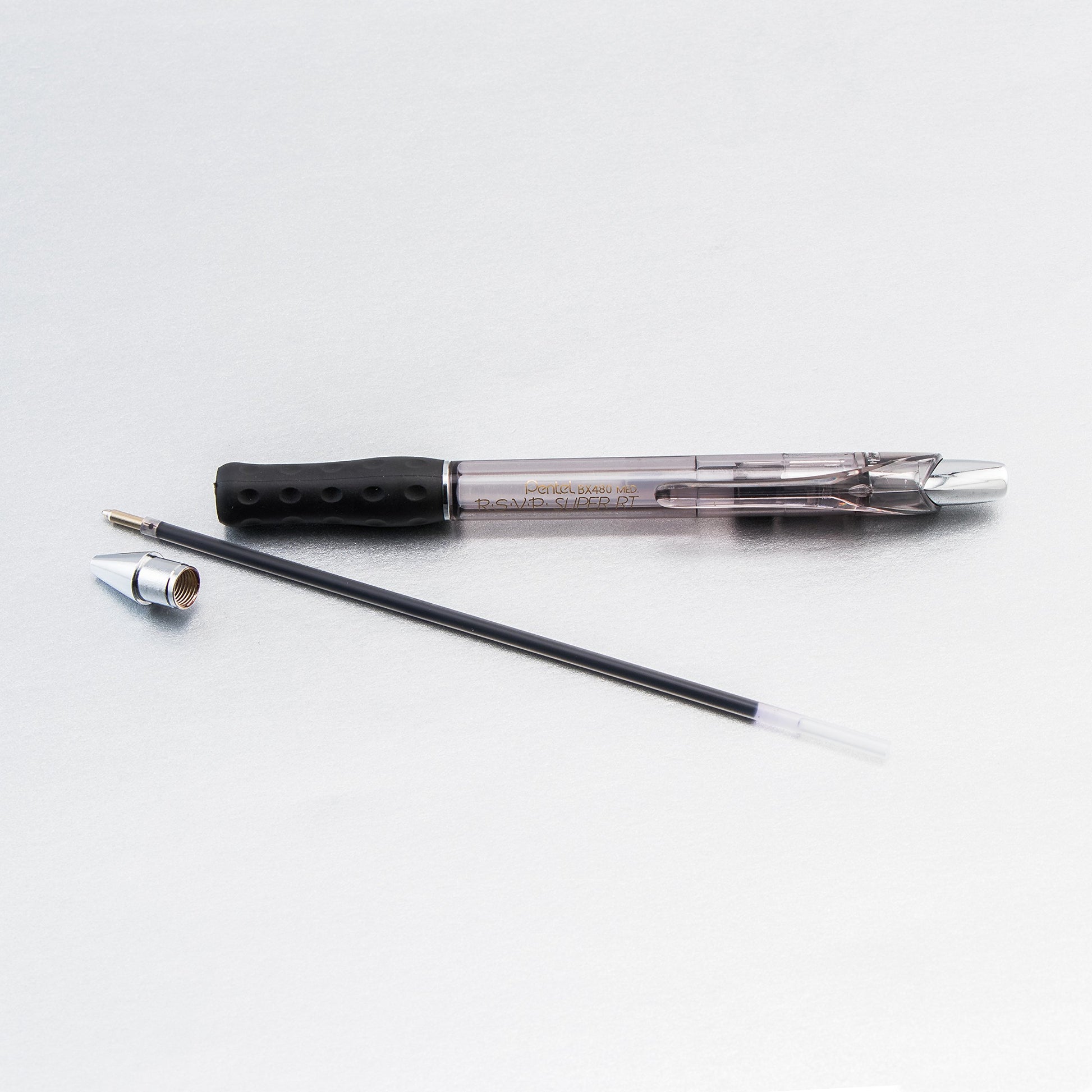 Pentel RSVP Super RT Ballpoint Pen, (1.0mm) Medium Line, Black Ink, Box of 12 (BX480-A)