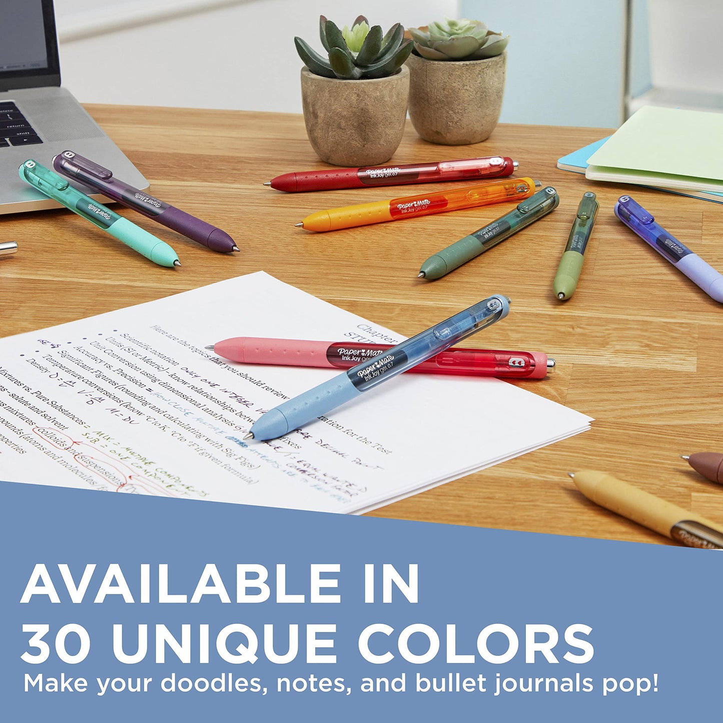 Paper Mate® InkJoy® Gel Pens, Medium Point, 0.7 mm, Blue Barrel, Blue Ink, Pack Of 12