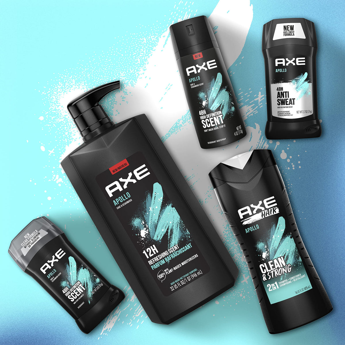 AXE Body Wash All-Day Fresh Shower Gel Apollo Sage & Cedarwood Men's Body Wash with Odor-Busting Prebiotics 32 oz Pump