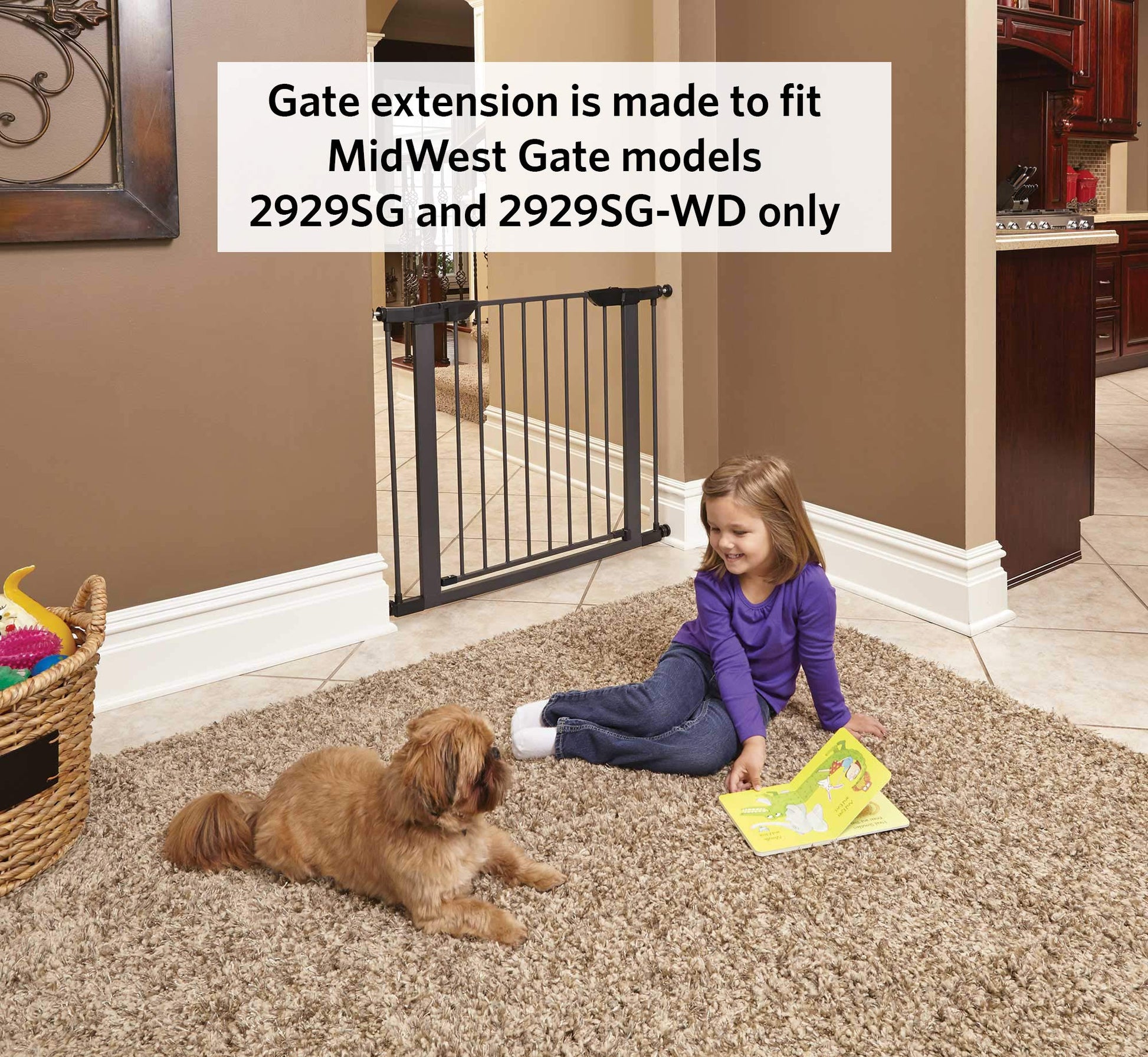 MidWest Homes for Pets Steel Pet Gate Extension; Pet Gate Extension Measures 6' Wide x 29' High in Textured Grahite (Fits MW Model # 2929SG & 2929SG-WD)