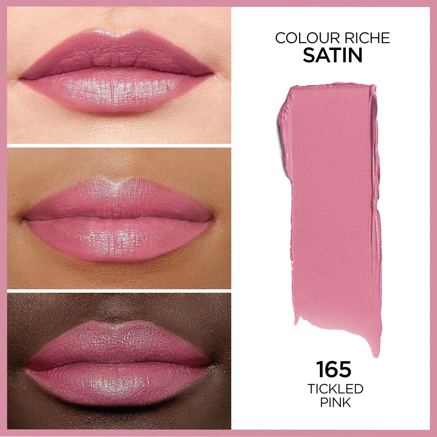Lâ€™OrÃ©al Paris Colour Riche Original Creamy, Hydrating Satin Lipstick with Argan Oil and Vitamin E, Tickled Pink , 1 Count