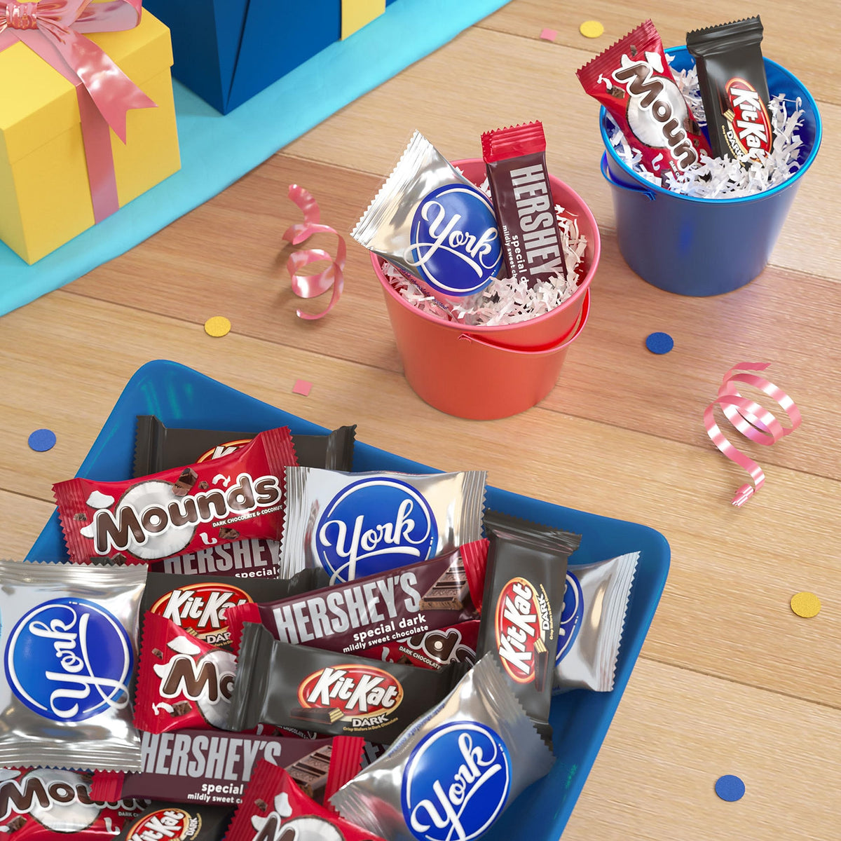 Hershey Assorted Dark Chocolate Flavored Snack Size, Candy Party Pack, 32.89 oz