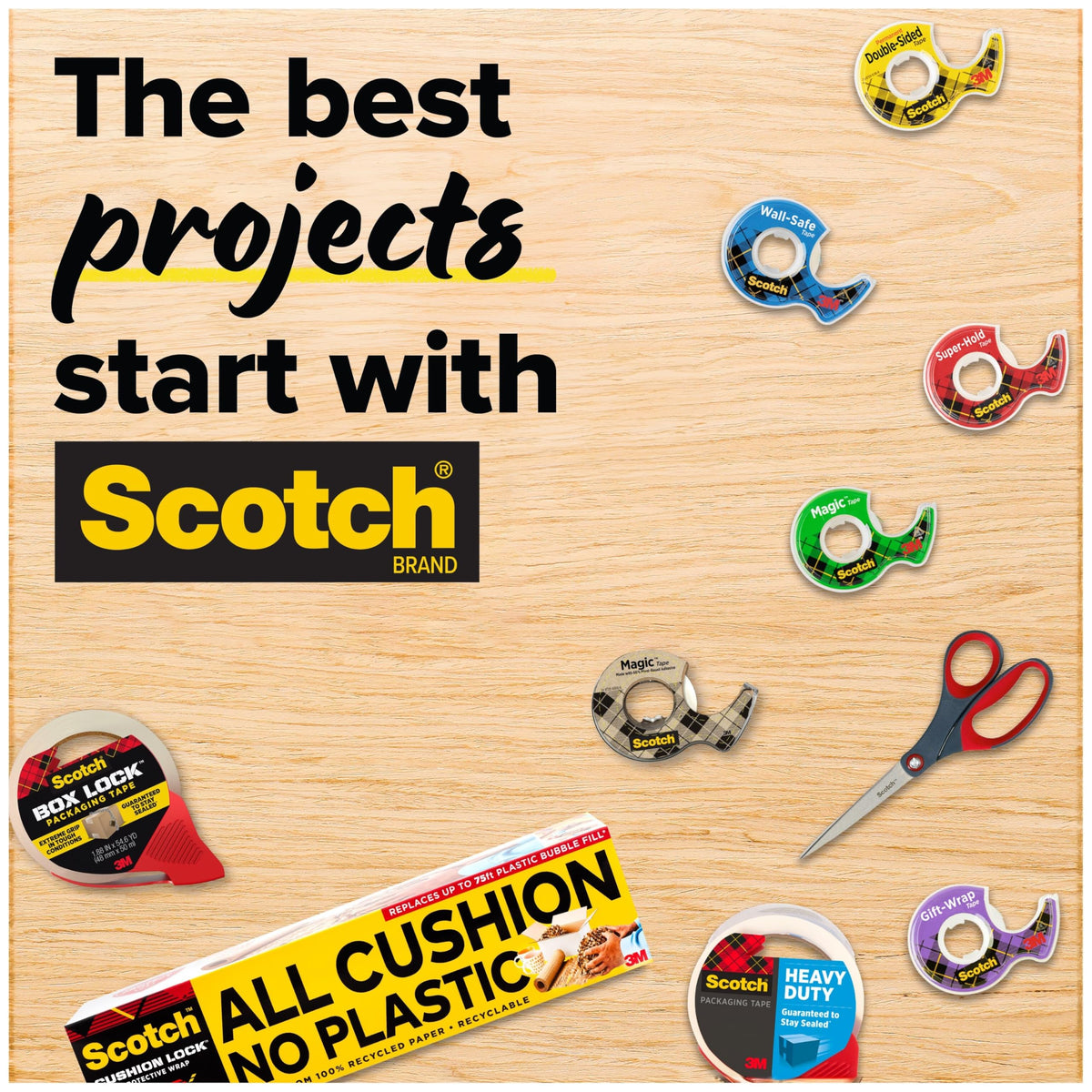 Scotch Brand Magic Tape, Standard Width, Engineered for Office and Home Use, Matte Finish, 3/4 x 1296 Inches, Boxed, 6 Rolls (810-6PK), Transparent