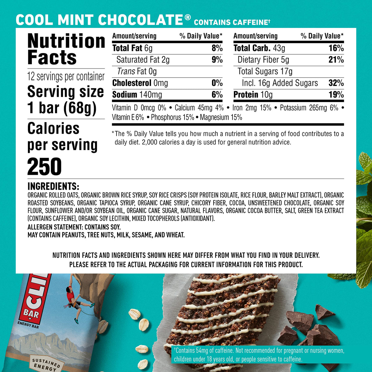 Clif Bar - 24 Full Size and 20 Mini Energy Bars - Chocolate Chip, Crunchy Peanut Butter, Chocolate Brownie, Cool Mint Chocolate (2.4oz and 0.99oz Protein Bars, 44 Count)