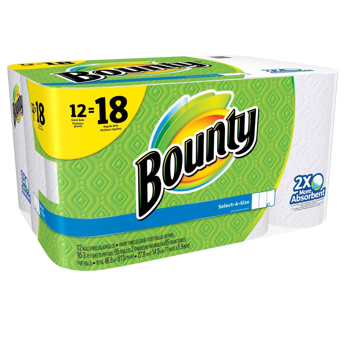 Bounty Select-a-Size Paper Towels, White, 12 Count