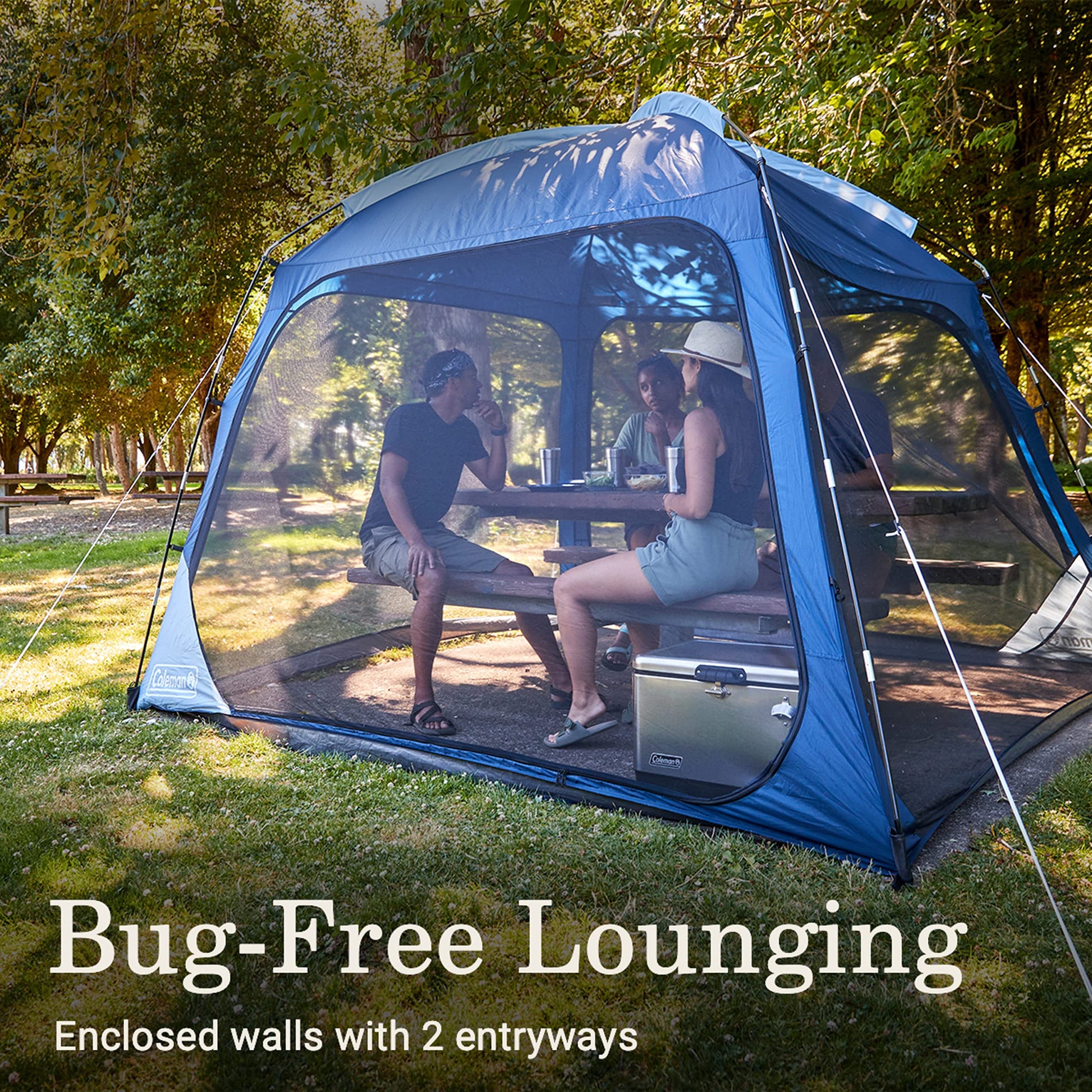 Coleman Skyshade Screen Dome Canopy Tent, 10 x 10 Shade Canopy, UPF 50+ Outdoor Canopy Tent for Camping, Tailgating, and Beach Shade, Blue Nights