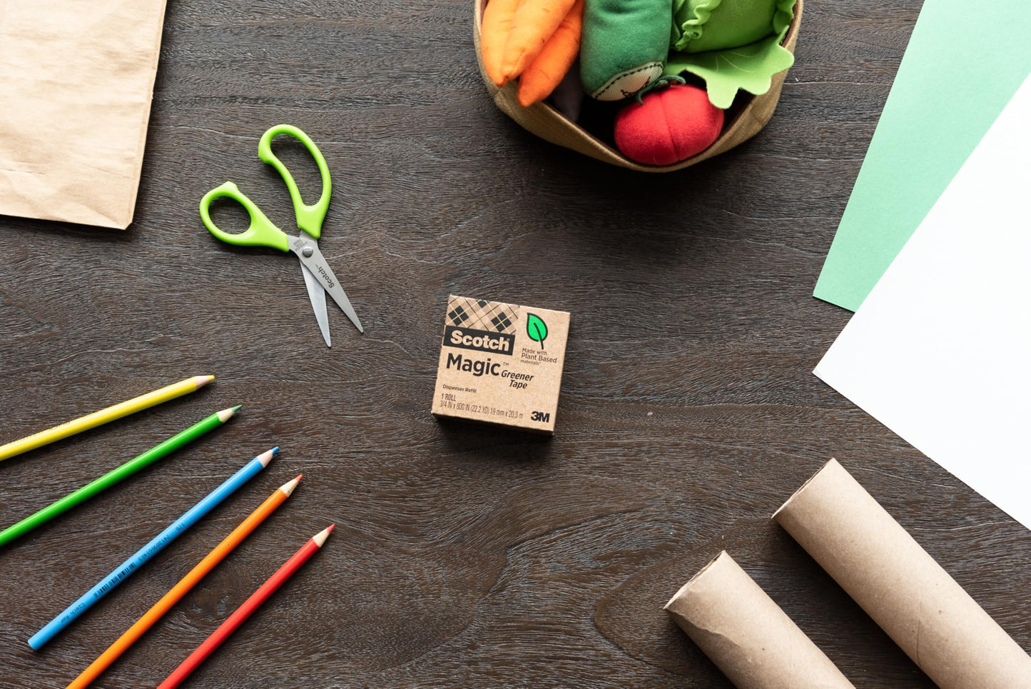Scotch Magic Greener Tape, 24 Rolls, Numerous Applications, Invisible, Engineered for Repairing, 3/4 x 900 Inches, Boxed