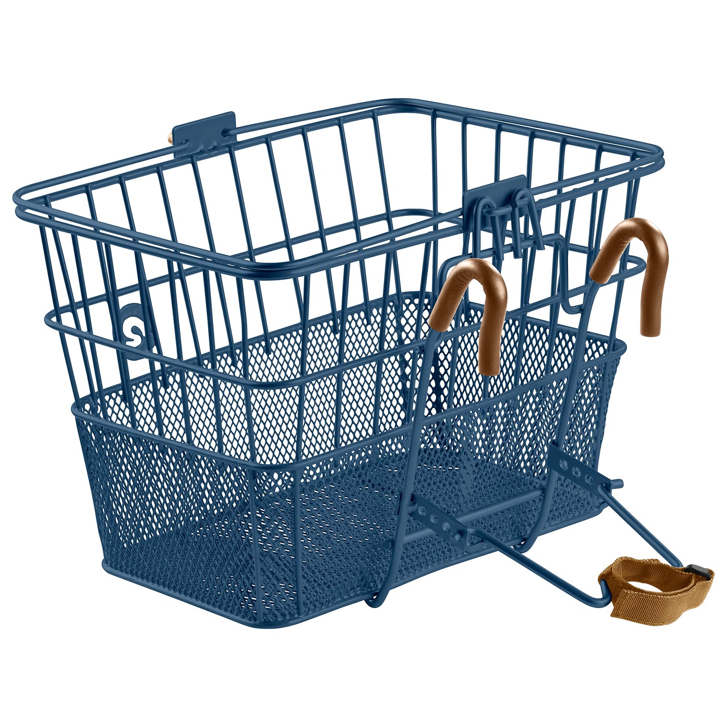 Retrospec Apollo Detachable Front Bike Basket Steel Half-Mesh with Integrated Detachable Hooks and Built-in Handle, Easy Assembly and Portability for Bicycles, Navy