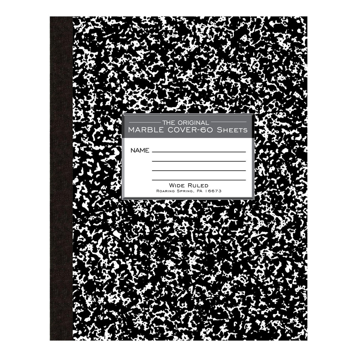 Roaring Spring Paper Products Composition Book, Marble Design, Black (ROA77505), 10" x 8" 60 Sheets