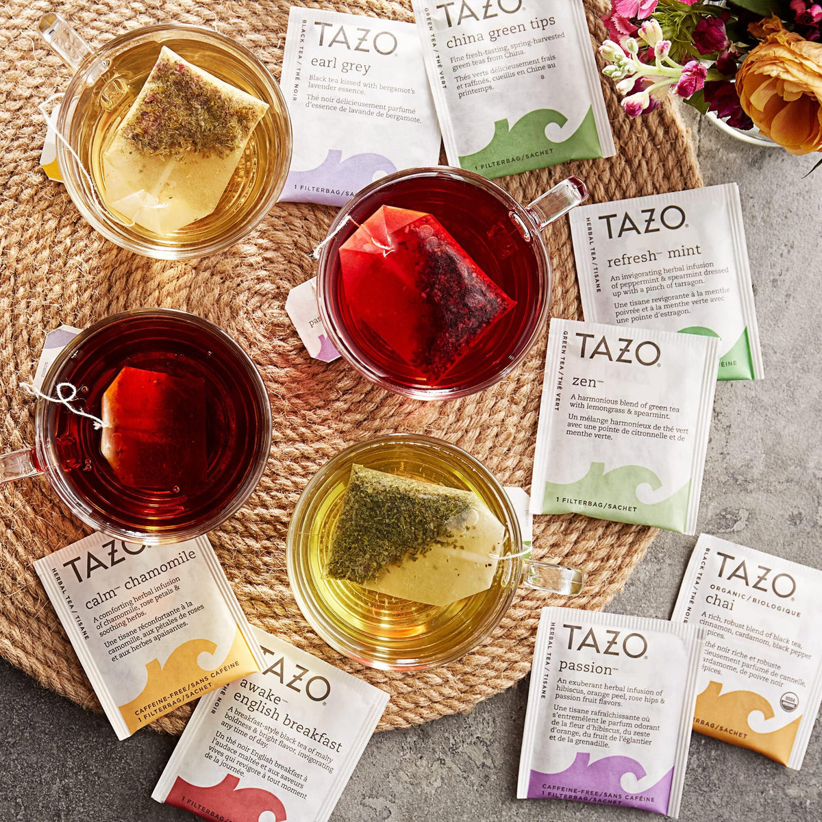 TAZO Tea Bags Sampler, 48 Count Variety Gift Box, 6 Different Flavors, 8 of each