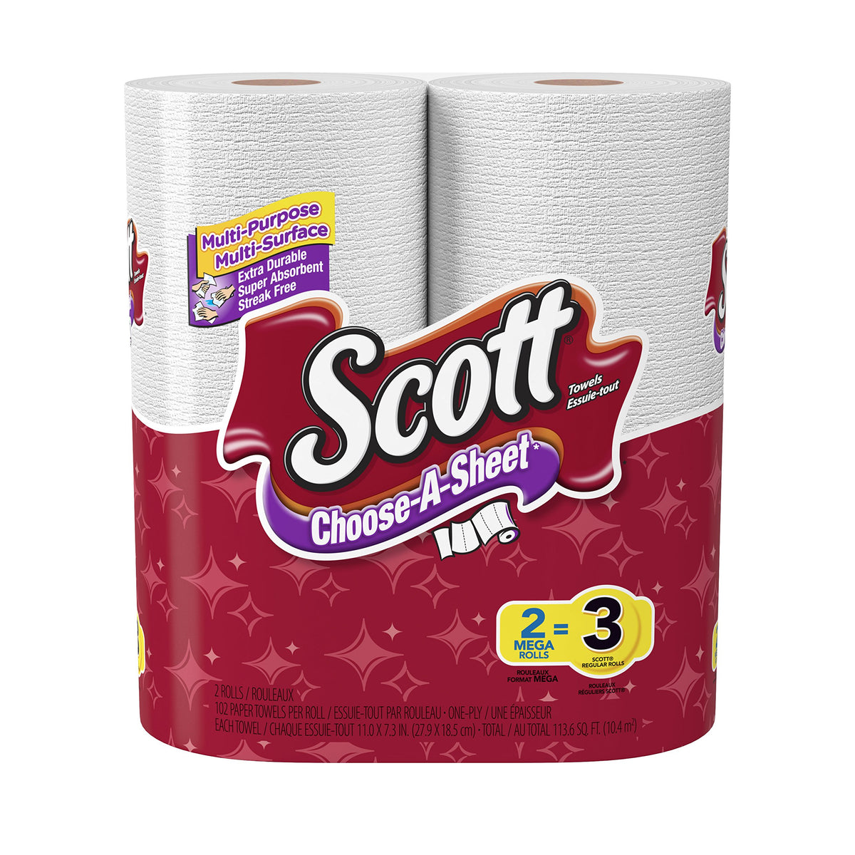 Scott Paper Towels Choose-A-Sheet, Mega Roll , 2 Count (Pack of 12)
