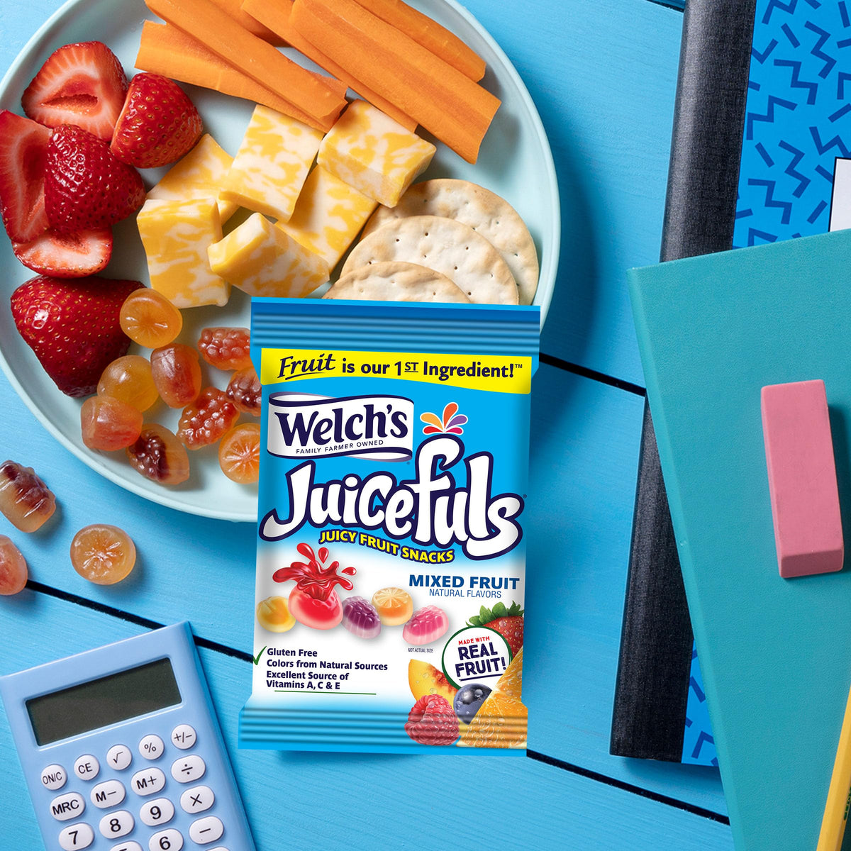 Welch's Juicefuls Juicy Fruit Snacks, Mixed Fruit & Berry Blast Fruit Gushers Variety Pack, Perfect for School Lunches, Gluten Free, 4 oz Sharing Size Bags (Pack of 6)