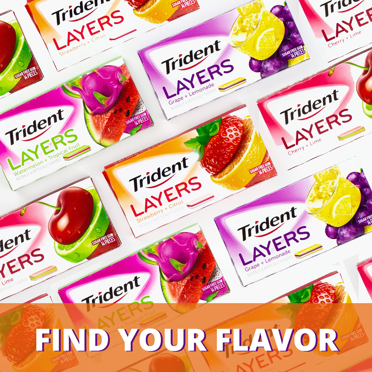 Trident Layers Strawberry & Citrus Sugar Free Gum, 12 Packs of 14 Pieces