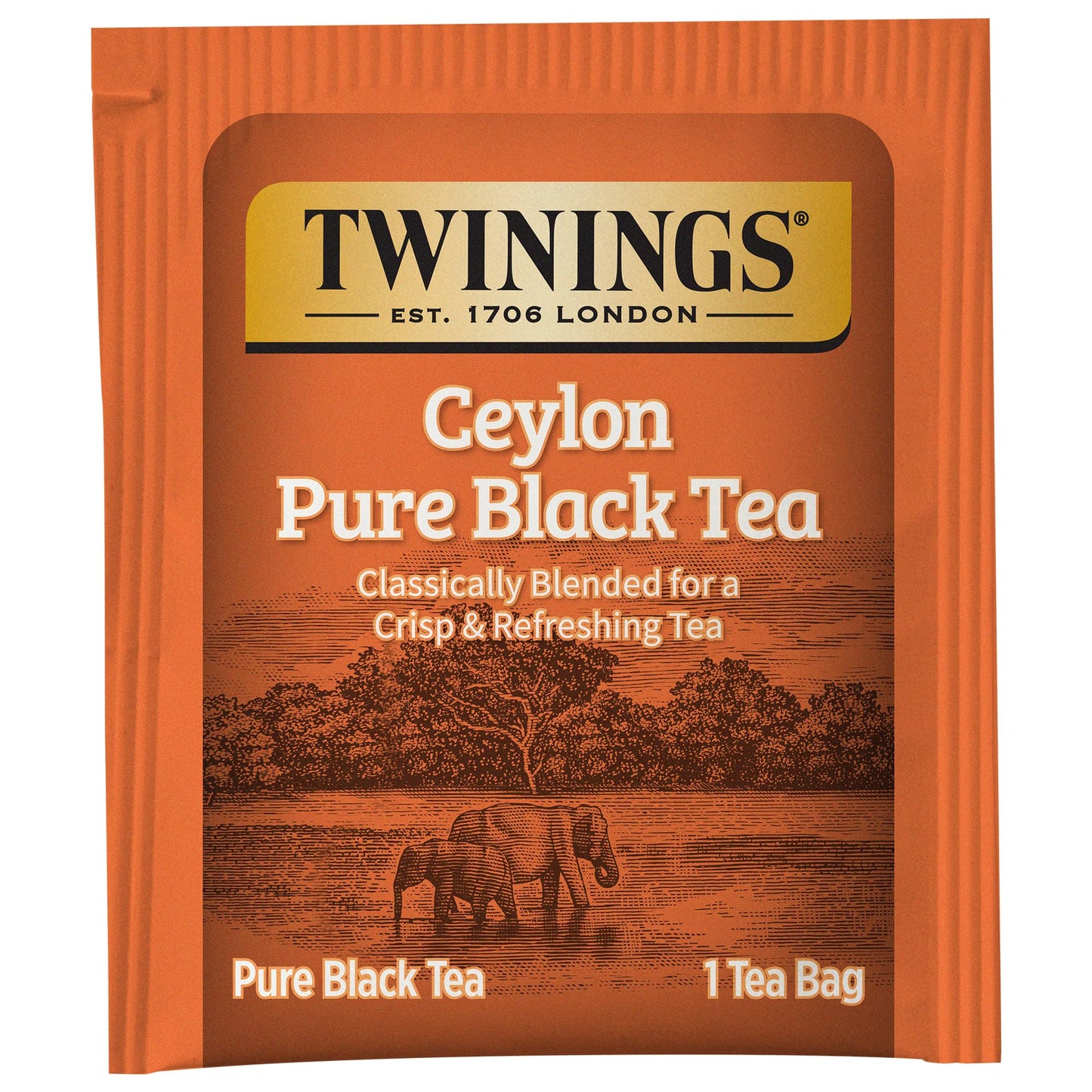 Twinings Ceylon Pure Black Tea Individually Wrapped Bags, 20 Count (Pack of 6), formerly Ceylon Orange Pekoe, Crisp, Refreshing, Caffeinated, Enjoy Hot or Iced | Packaging May Vary