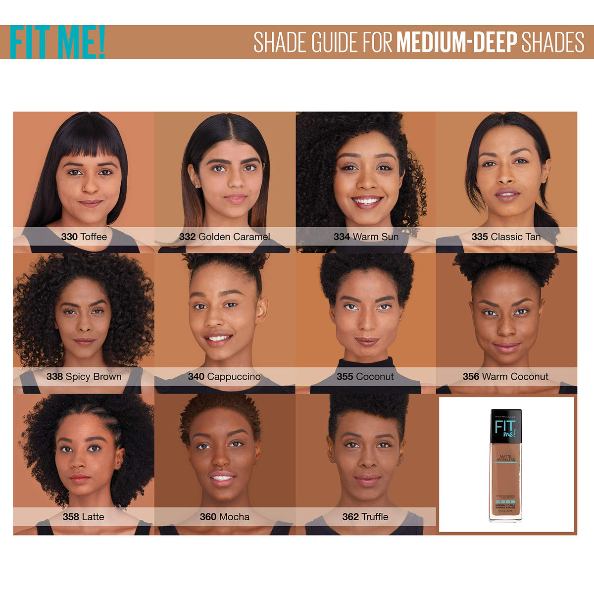 Maybelline Fit Me Matte + Poreless Liquid Foundation Makeup, Classic Tan, 2 COUNT Oil-Free Foundation