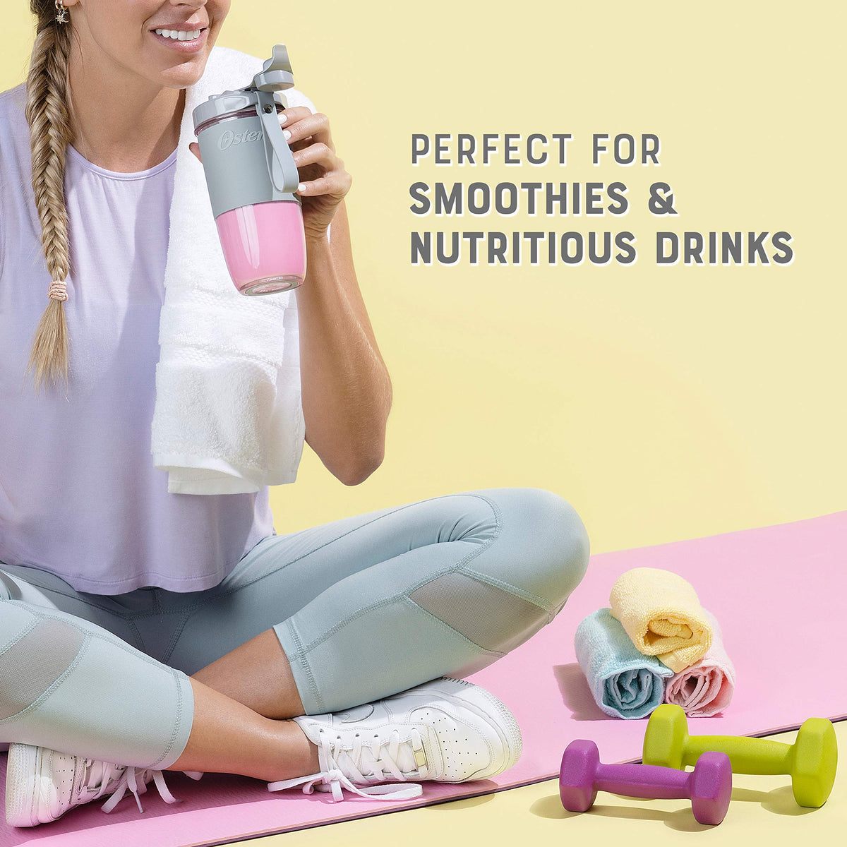 Oster Blend Active Portable Blender with Drinking Lid, USB Chargeable Personal Blender, Gray