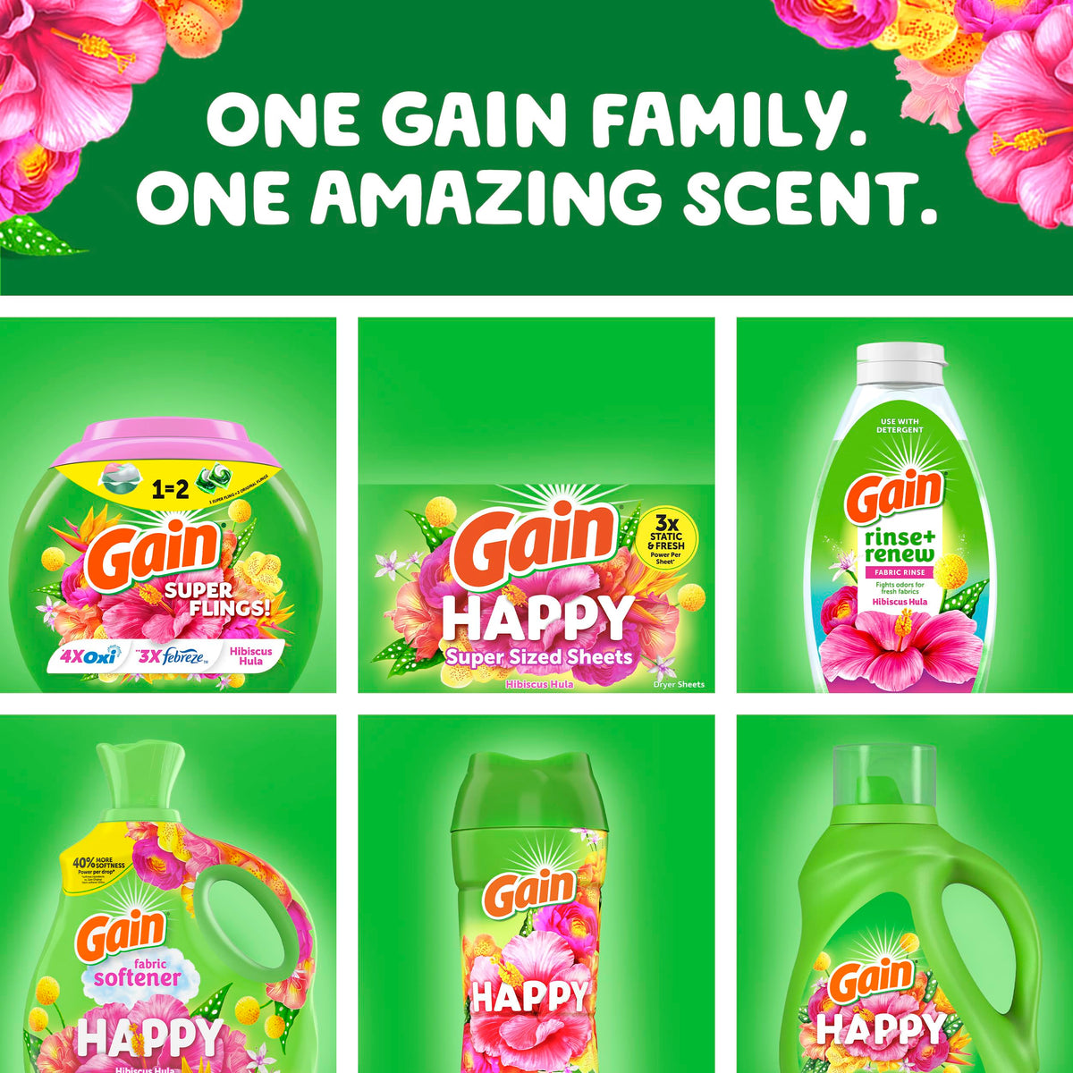 Gain Super Sized Flings Laundry Detergent Pacs, 18 Count, Hibiscus Hula Scent