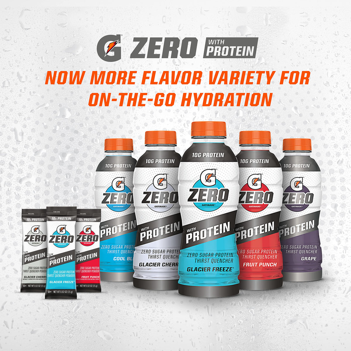 Gatorade Zero With Protein, 10g Whey Protein Isolate, Zero Sugar, Electrolytes, Grape, 16.9 Fl Oz, 12 Pack